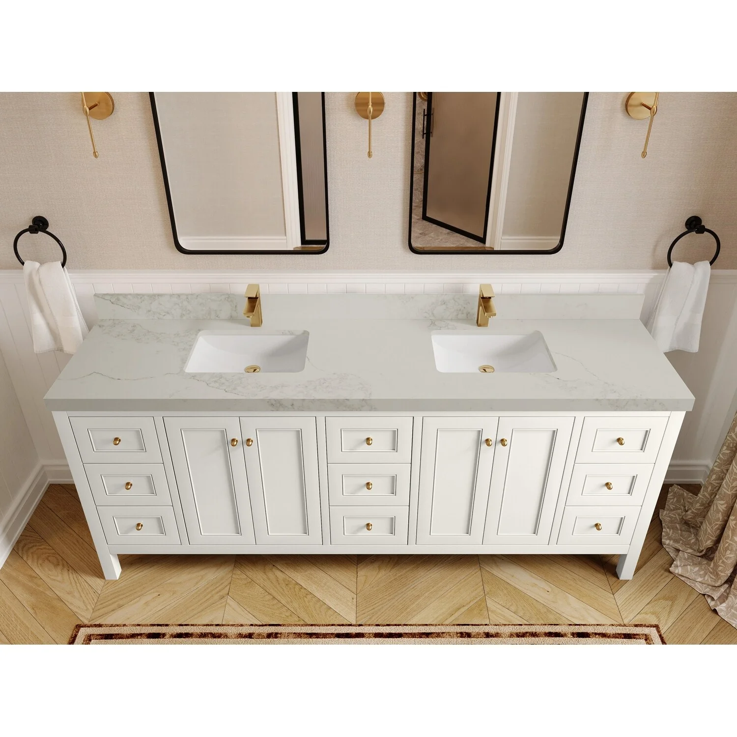 Willow Collections 84 in. W x 22 in. D Nashville Double Bowl Sink Bathroom Vanity with Countertop
