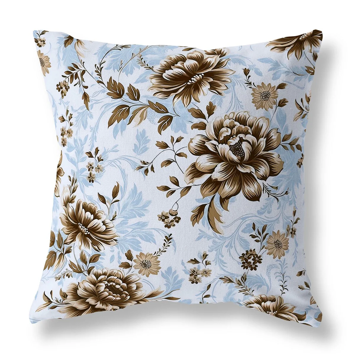 Blue And Brown Nature's Canvas Indoor/Outdoor Throw Pillow Zipper