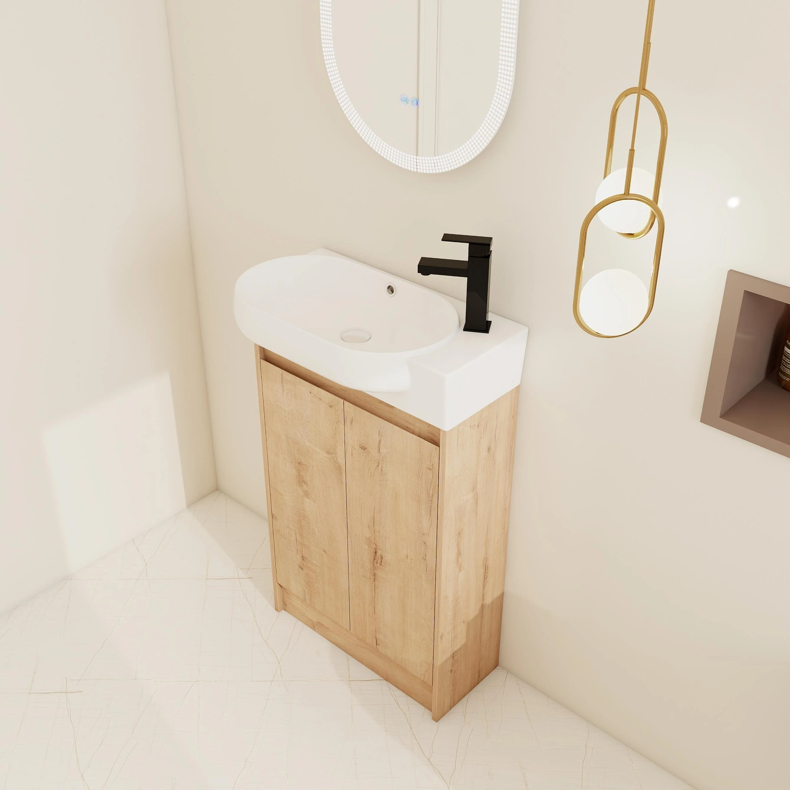 BNK 16/18/23 inch Freestanding/Floating Bathroom Vanity with Single Sink,Powder Room Vanity with Soft Close Door