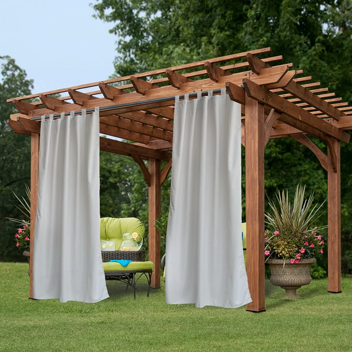 Pro Space Greyish White Tap Top Privacy Curtain Panel for Patio Porch Gazebo Cabana, 50
