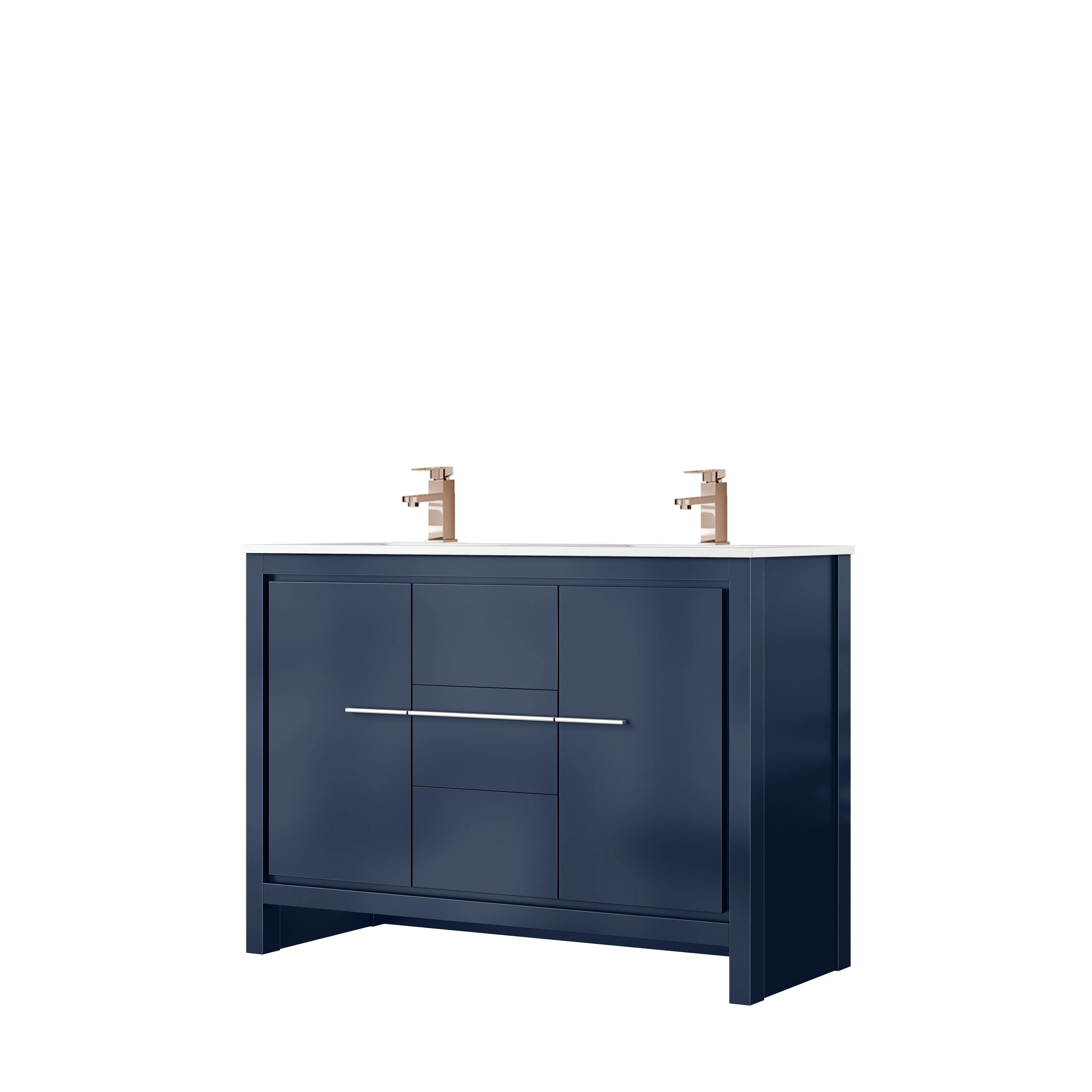 Lafarre Bath Vanity Cultured Marble Top, Sink and Rose Gold Faucet