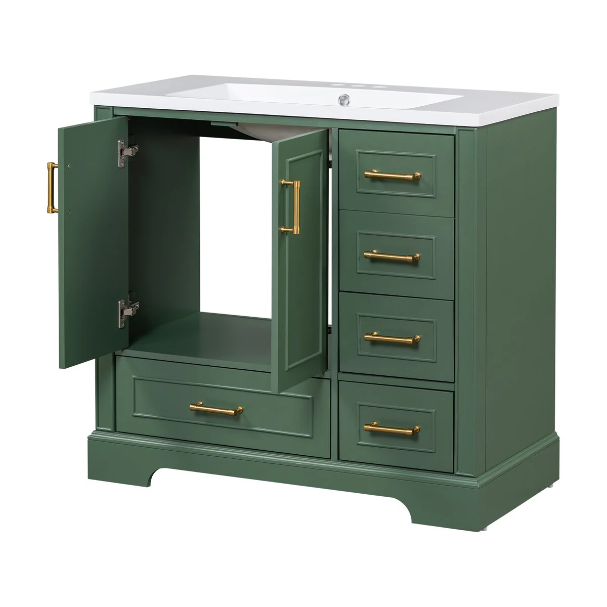 Bathroom Cabinet with Two Doors and Four Drawers