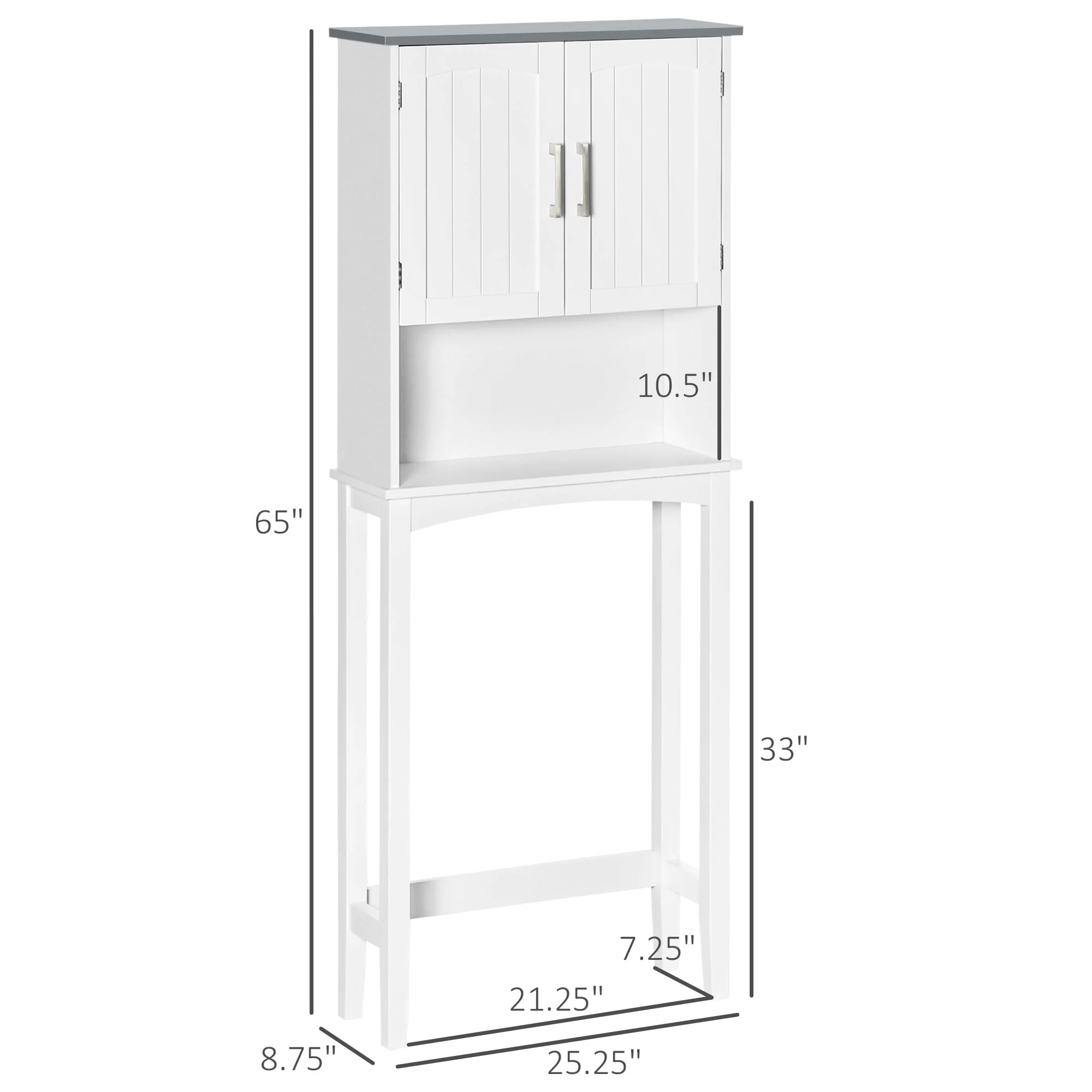 kleankin Modern Over The Toilet Storage Cabinet, Double Door Over Toilet Bathroom Organizer
