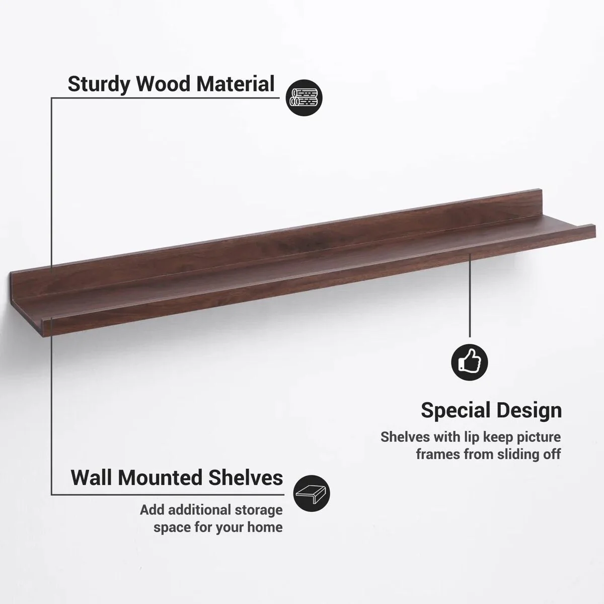 Picture Ledge Shelf, Floating Shelves Wall Mounted Set of 3