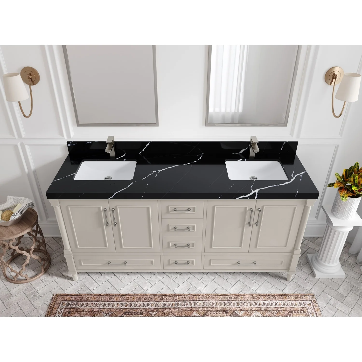 Willow Collections 72 in. W x 22 in. D Aberdeen Double Sink Bathroom Vanity with Countertops
