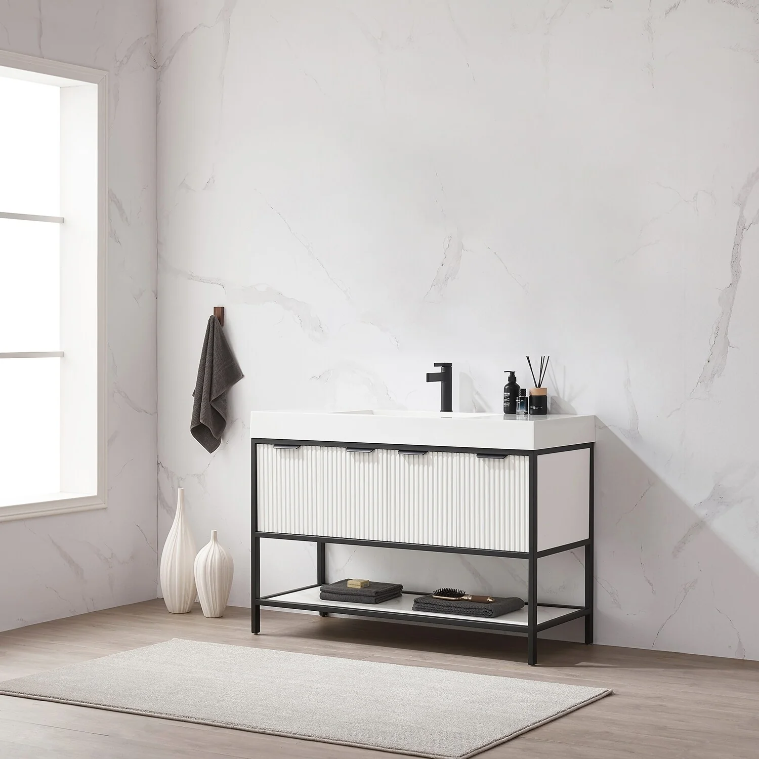 Marcilla 48 in. Single Sink Bath Vanity with Stone Sink Top