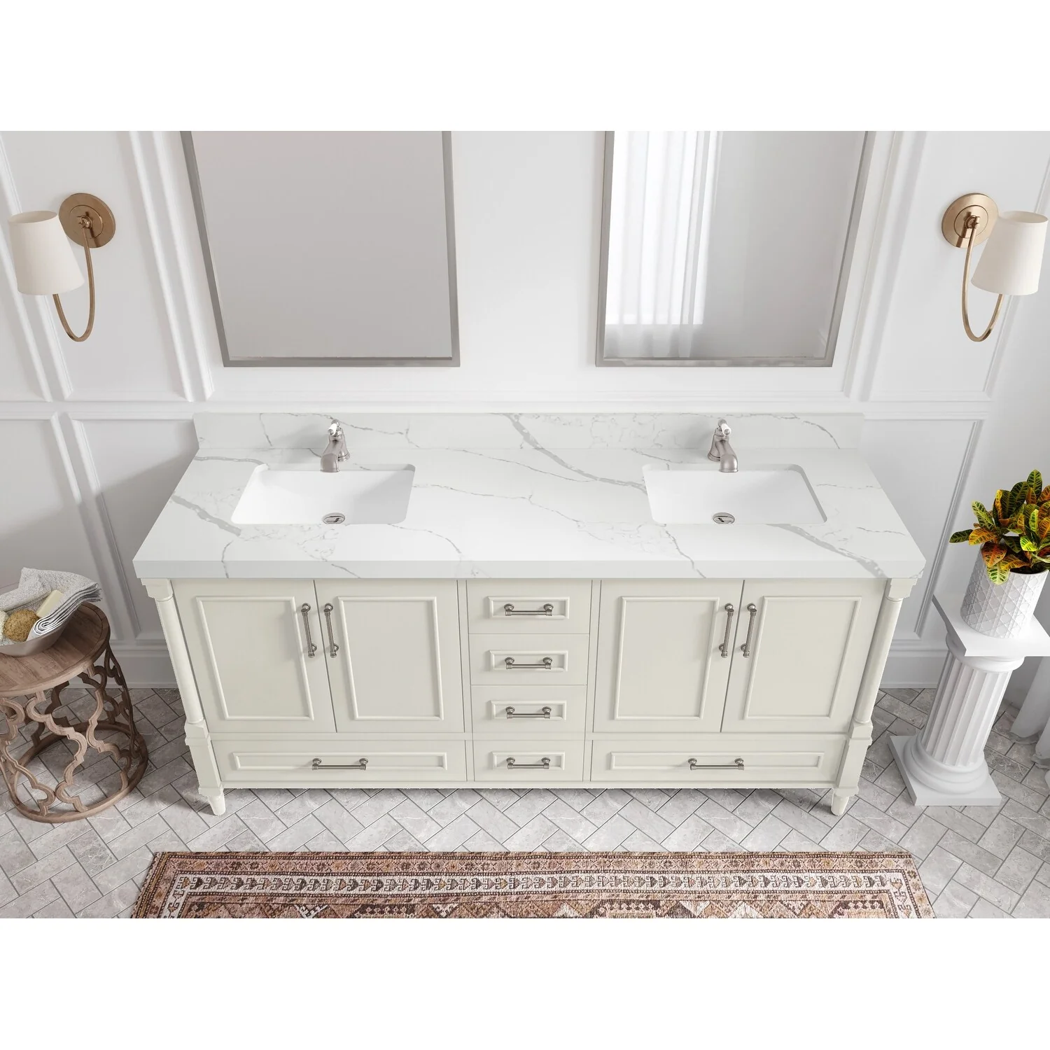 Willow Collections 72 in. W x 22 in. D Aberdeen Double Sink Bathroom Vanity with Countertops