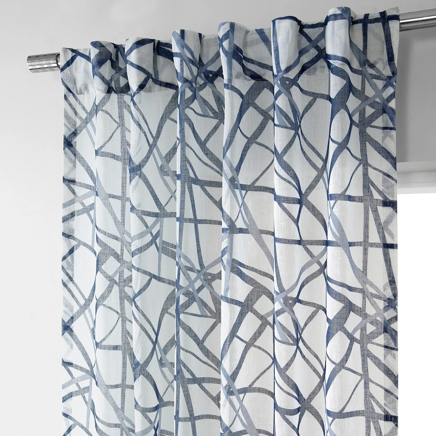 Exclusive Fabrics Matrix Printed Faux Linen Sheer Curtain (1 Panel)