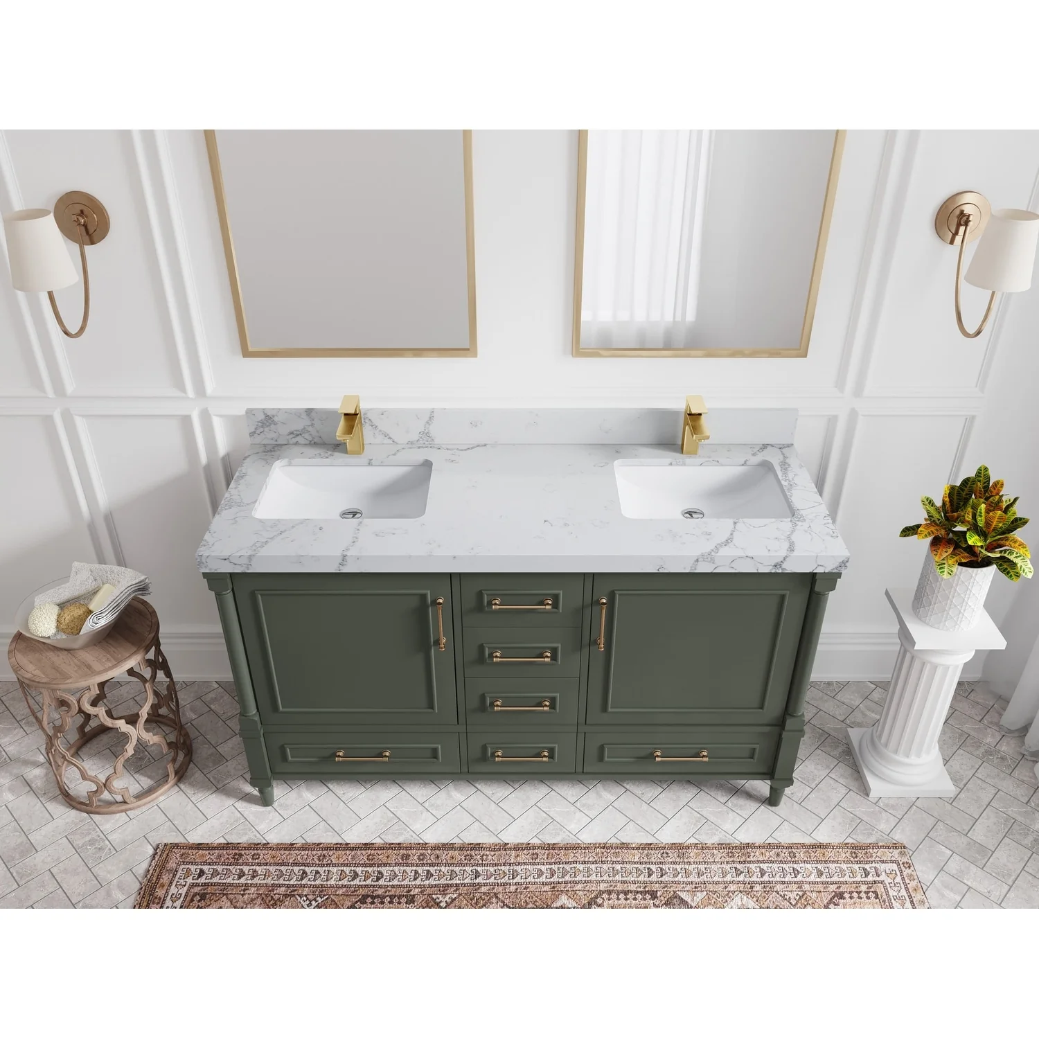 Willow Collections 60 in. W x 22 in. D Aberdeen Double Sink Bathroom Vanity with Countertop
