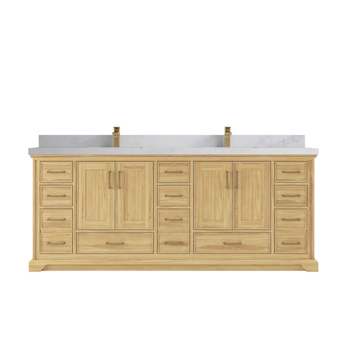 Willow Collections 84 in. W x 22 in. D Charlotte Teak Double Sink Bathroom Solid Teak Vanity with Countertop
