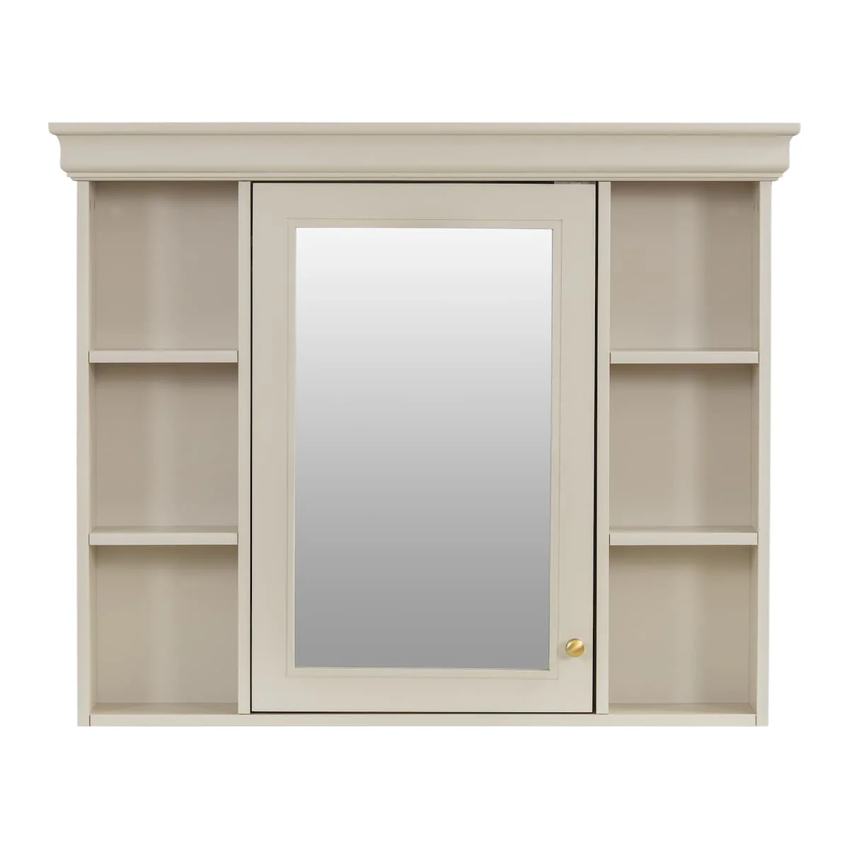 Modern Wall Mounted Bathroom Medicine Cabinet with Mirror Door & 6 Open Shelves
