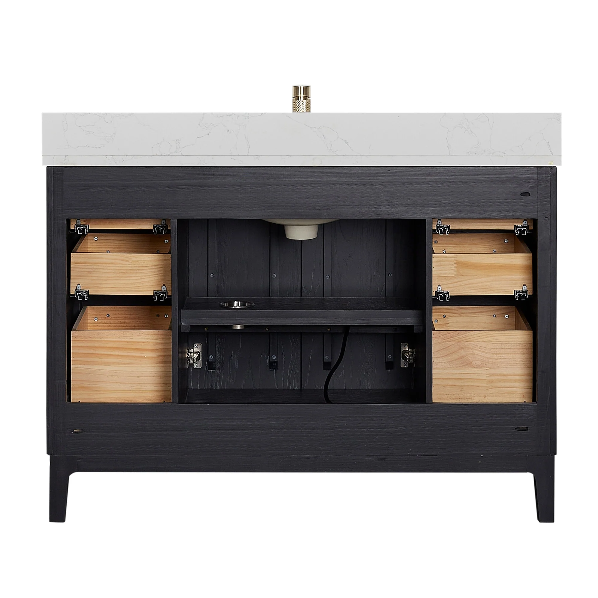 Gara Single Bath Vanity with Composite Stone Top and Mirror