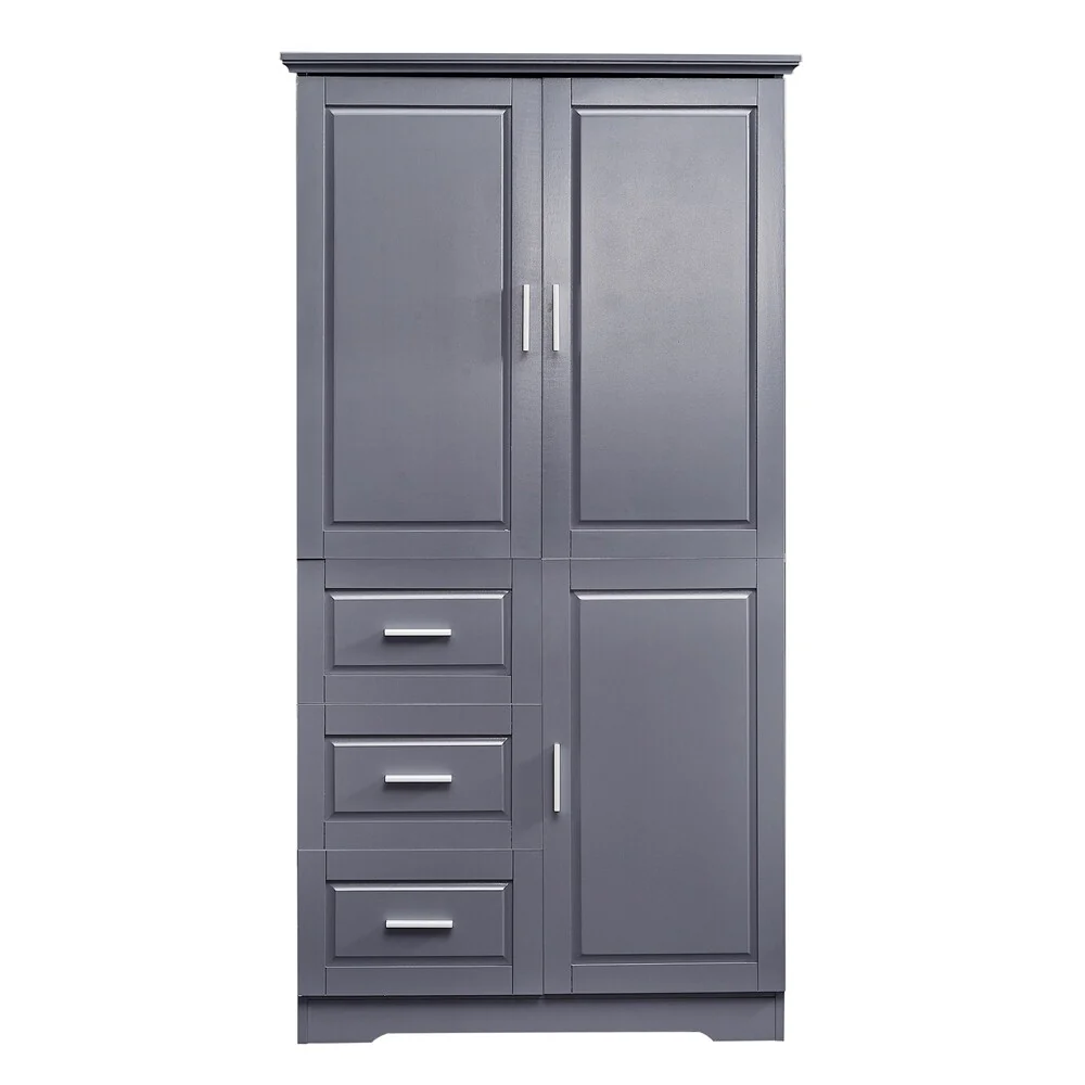 Tall and Wide Storage Cabinet with Doors for Bathroom, Three Drawers