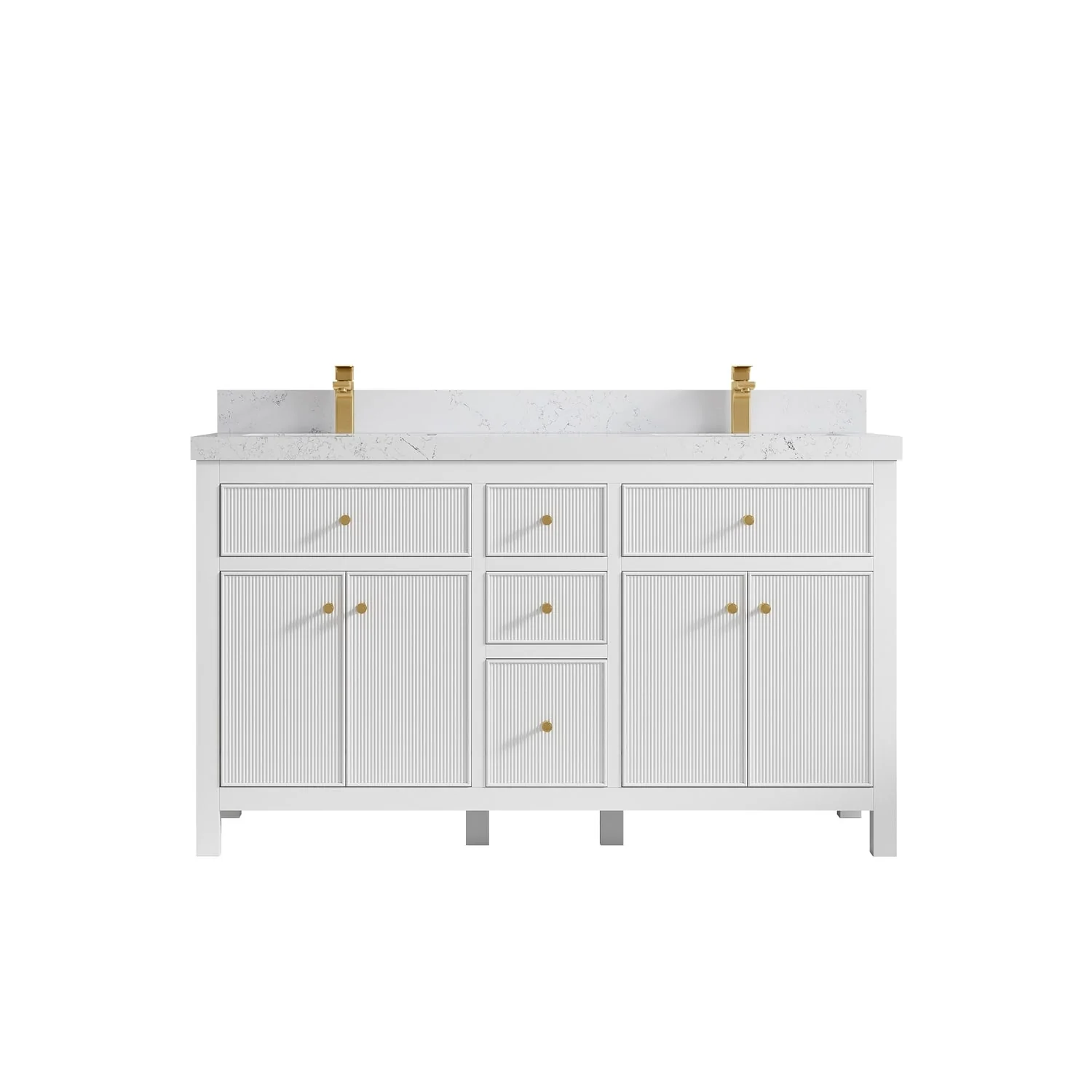 Willow Collections 60 in. W x 22 in D. Sonoma Free Standing Reeded Double Sink Bathroom Vanity with Countertop