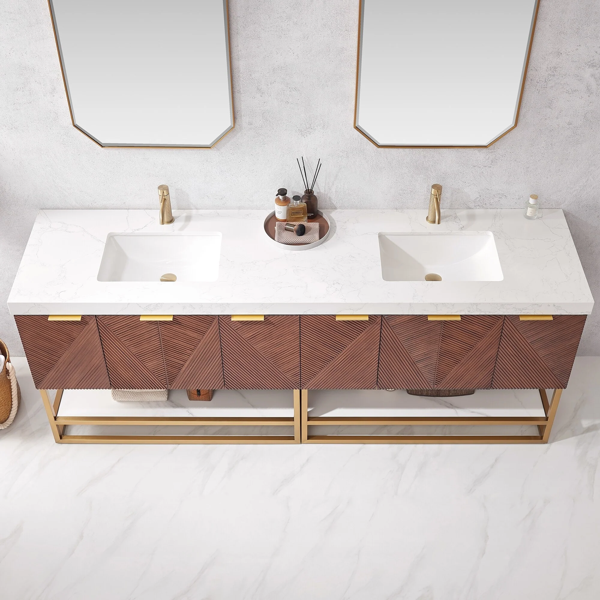 Mahon Double Bath Vanity with Composite Stone Top without Mirror