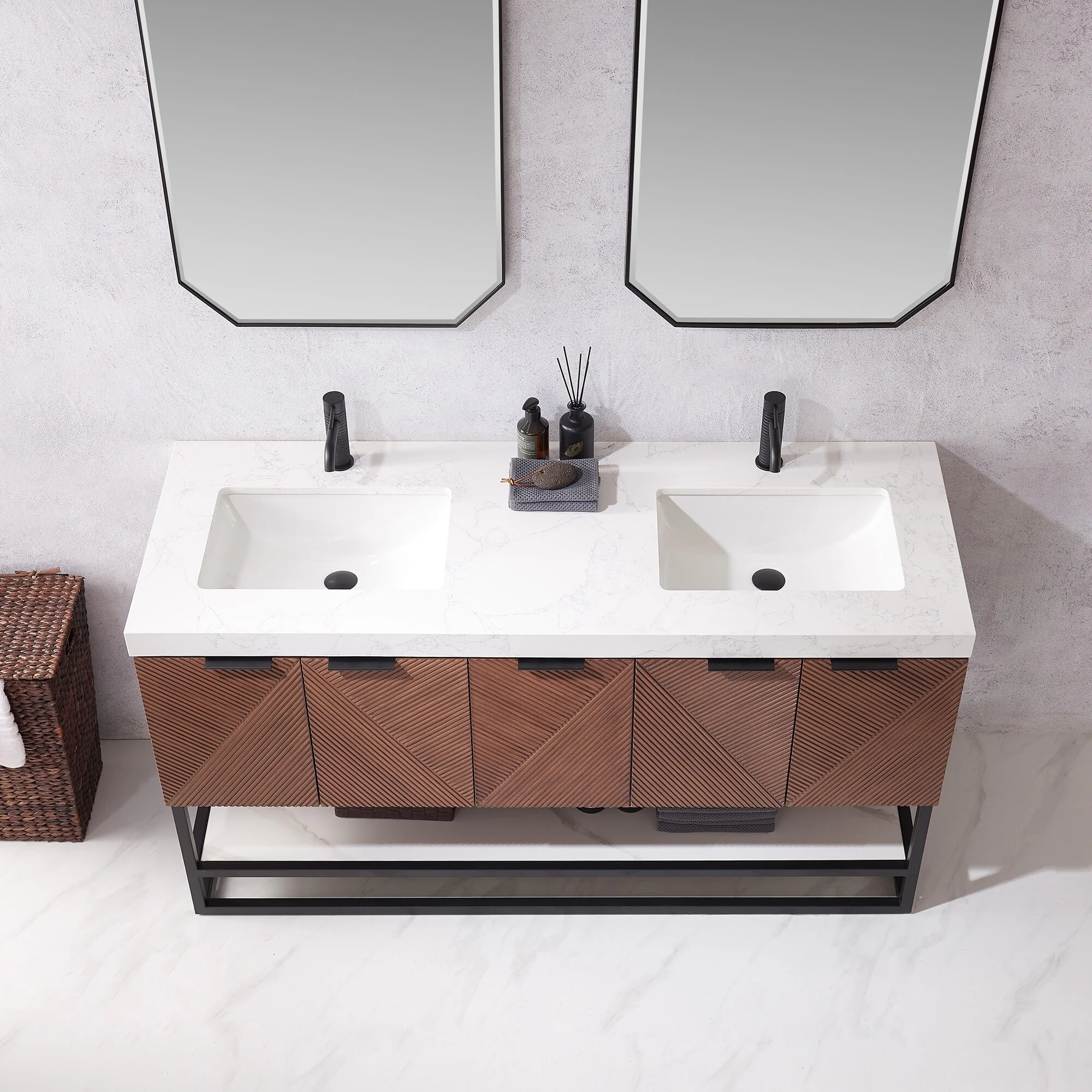 Mahon Double Bath Vanity with Composite Stone Top without Mirror