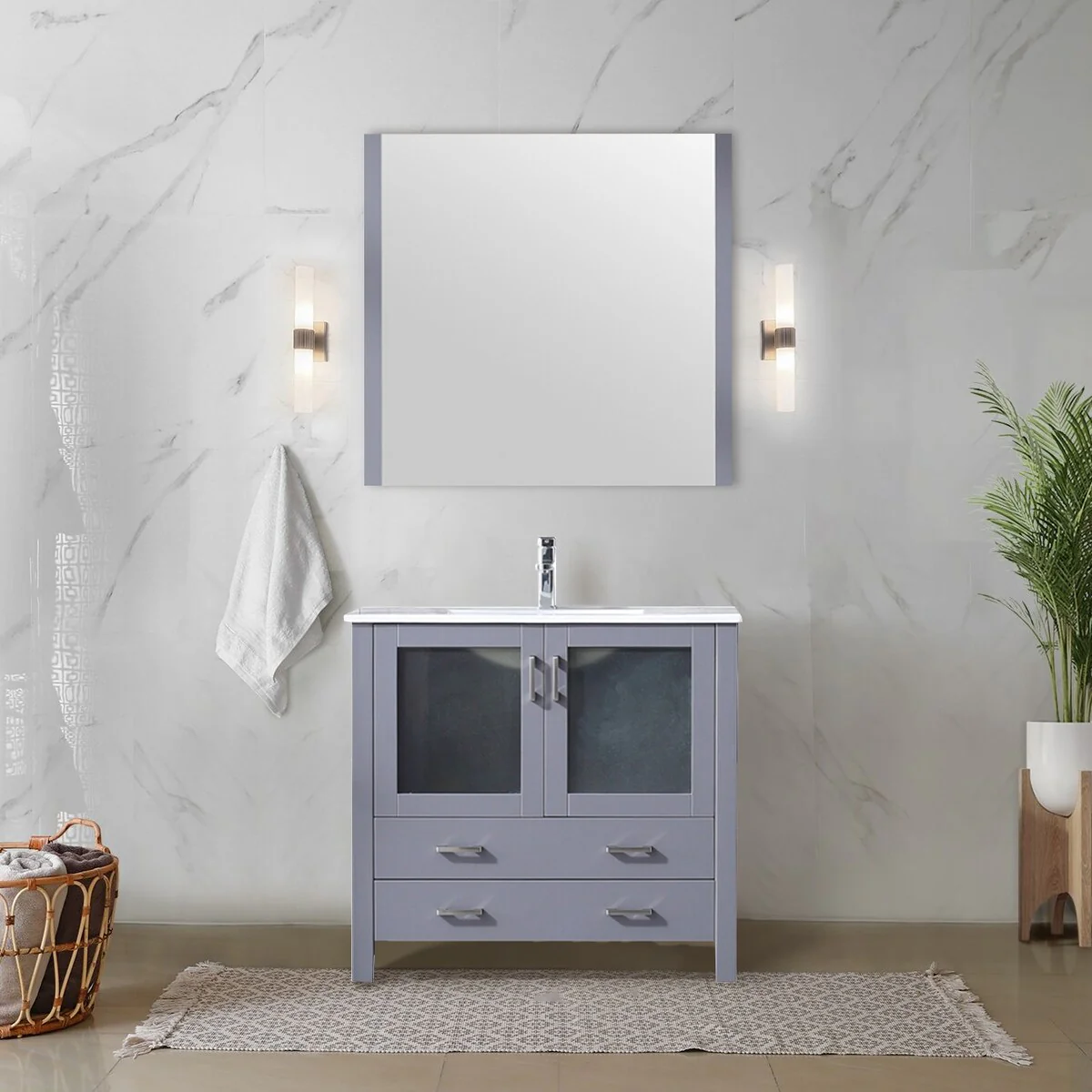 Lexora Volez 36 inch single Bathroom Vanity Complete Set With Faucet