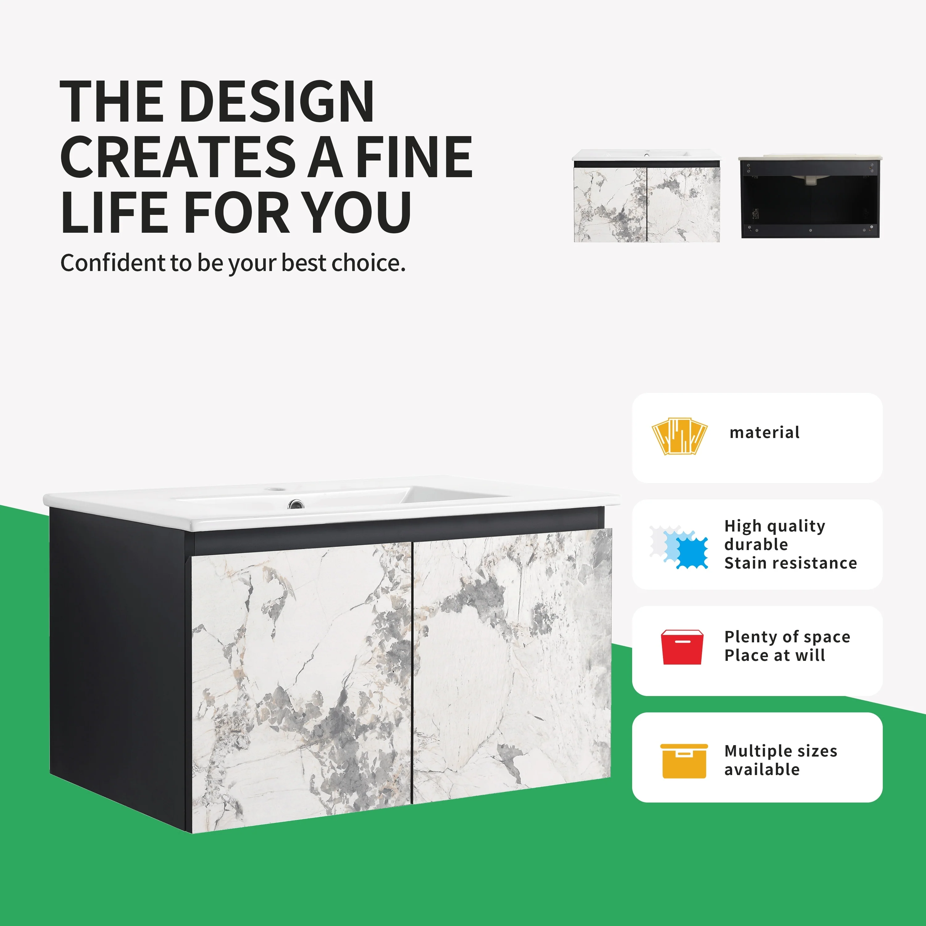 BNK 24/30/48 Inch Double Sink Bathroom Vanity with Soft Close Door