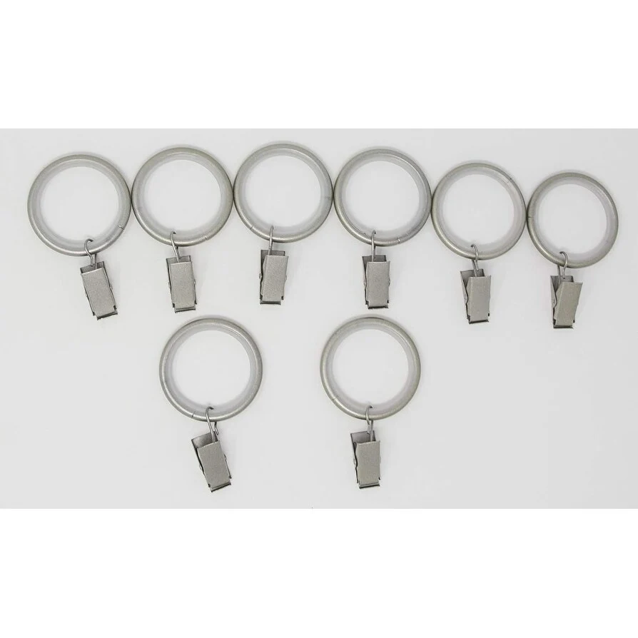 Set of 8 Curtain Drapery Rings with Clips, 1.5-inch Inner Diameter, Nylon Insert Quiet Smooth
