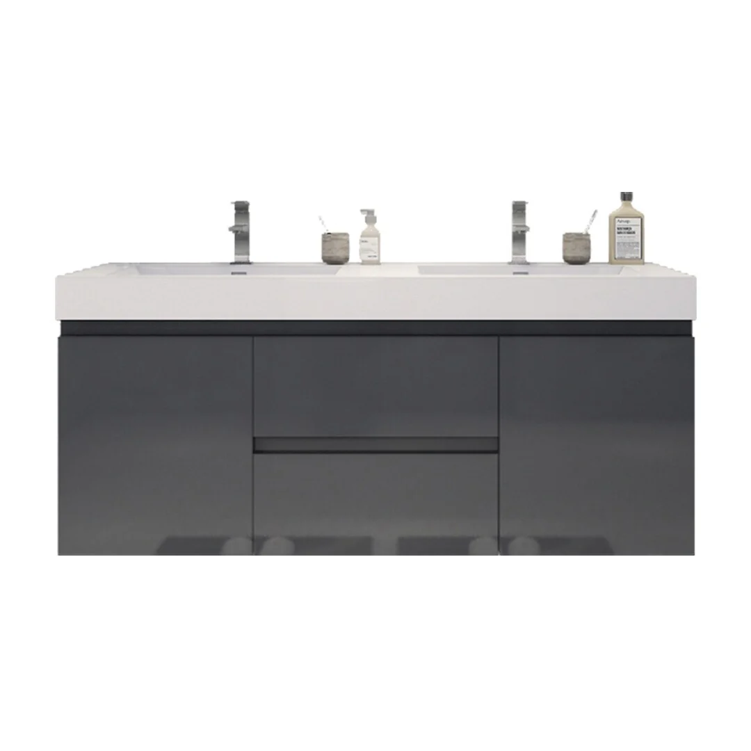 Baillie 60'' Wall-Mounted Vanity with Double Reinforced Acrylic Sink