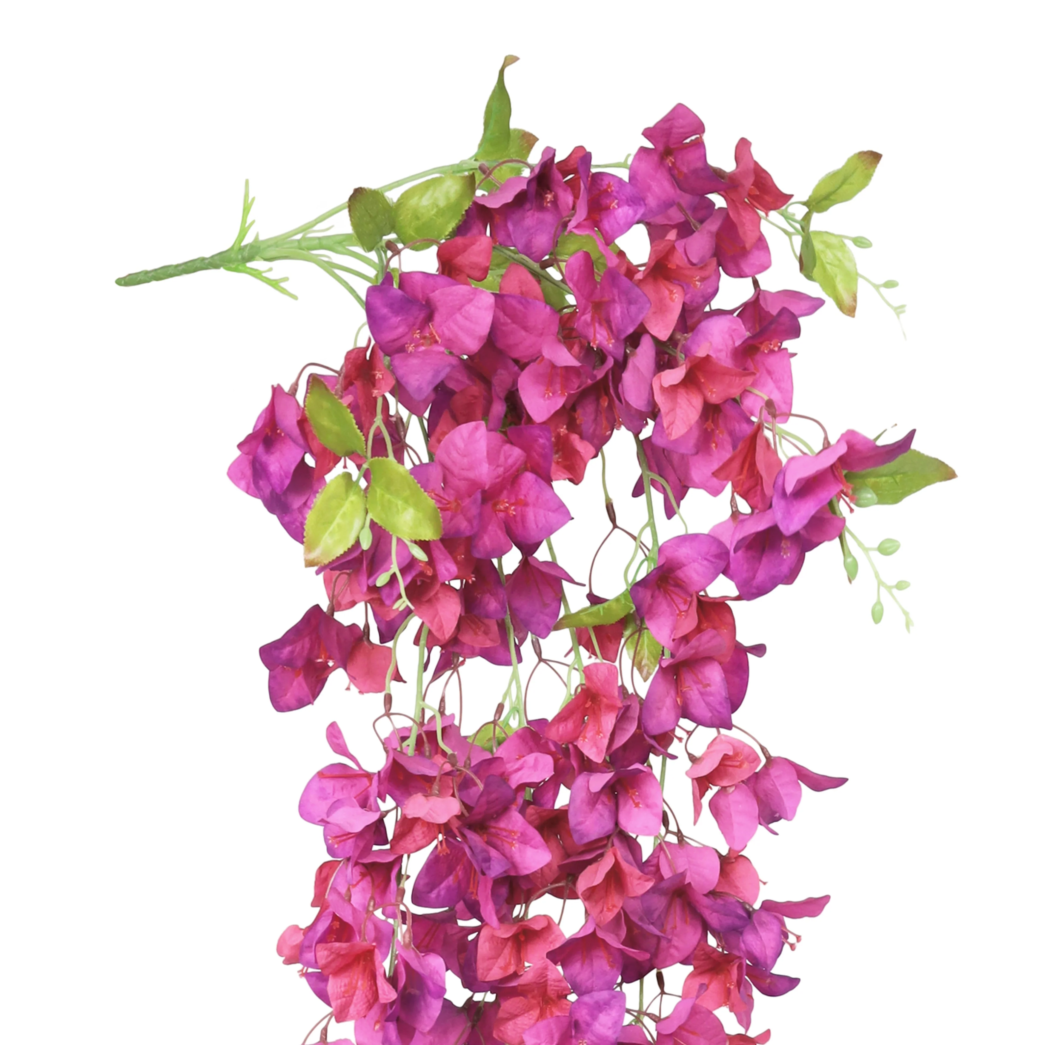 Fuchsia Artificial Bougainvillea Flower Stem Hanging Spray Bush 50in - 50
