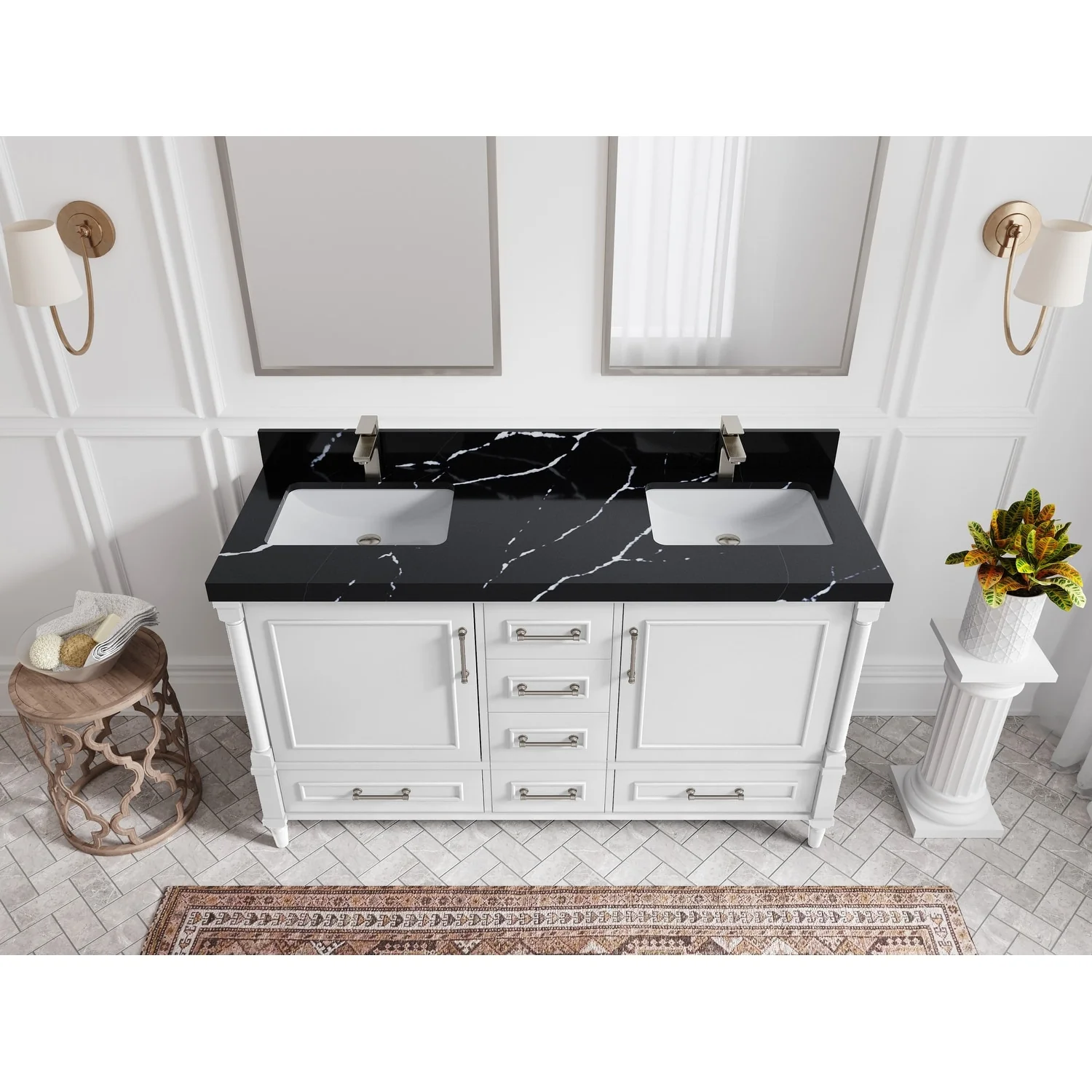 Willow Collections 60 in. W x 22 in. D Aberdeen Double Sink Bathroom Vanity with Countertop