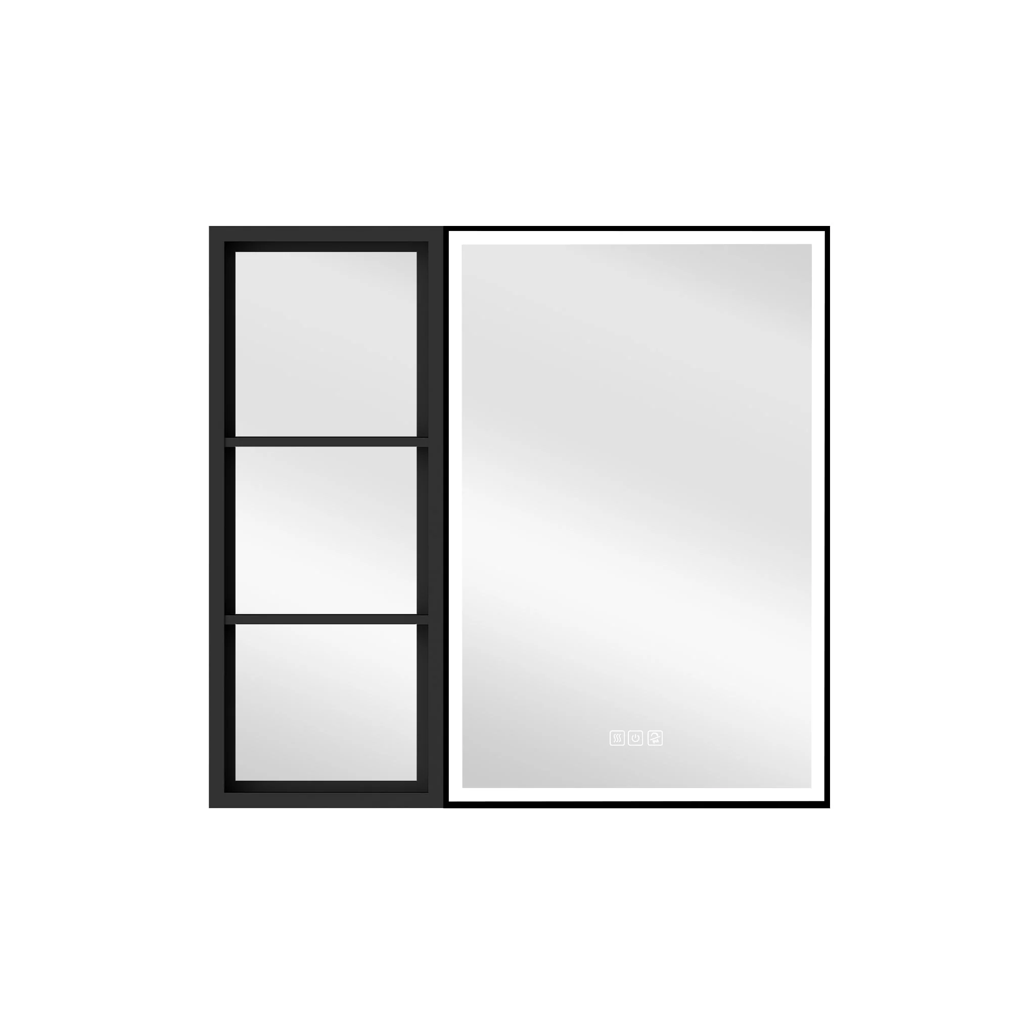 30 in. H Recessed or Surface Wall Mounted LED Mirror Cabinet With Black Side Cabinet