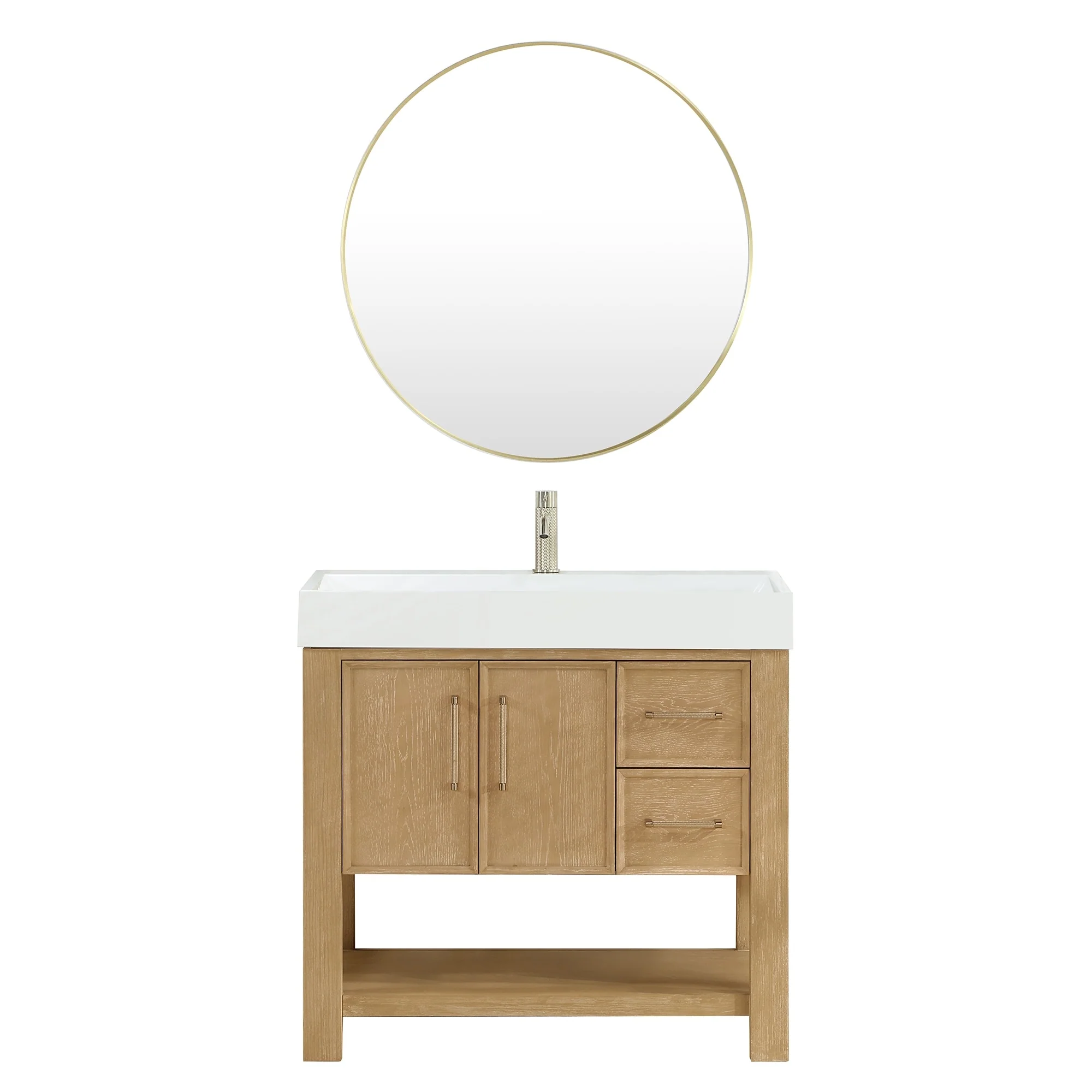 Vera Bath Vanity with Integrated Stone Sink Top and Mirror