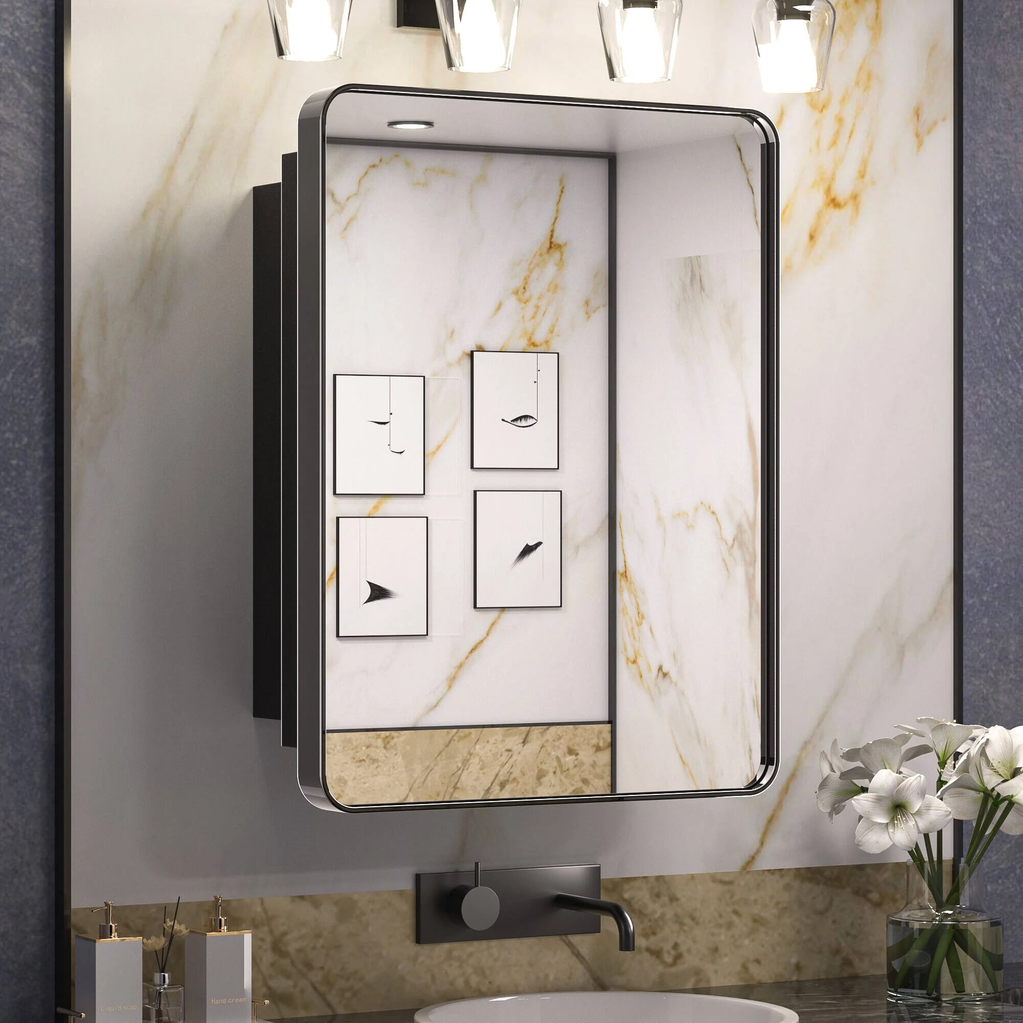 KEONJINN Medicine Cabinets for Bathroom with Mirror, Stainless Steel 1-3 Framed Doors