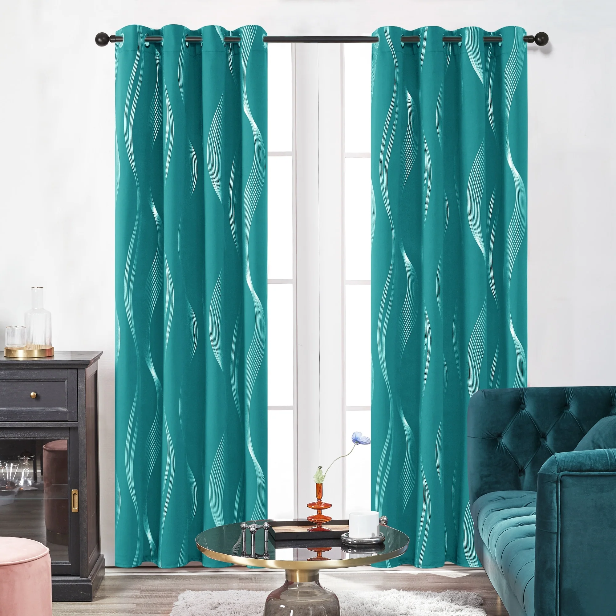 Deconovo Silver Wave 52 Width Curtain Panel Pair (2 Panel)