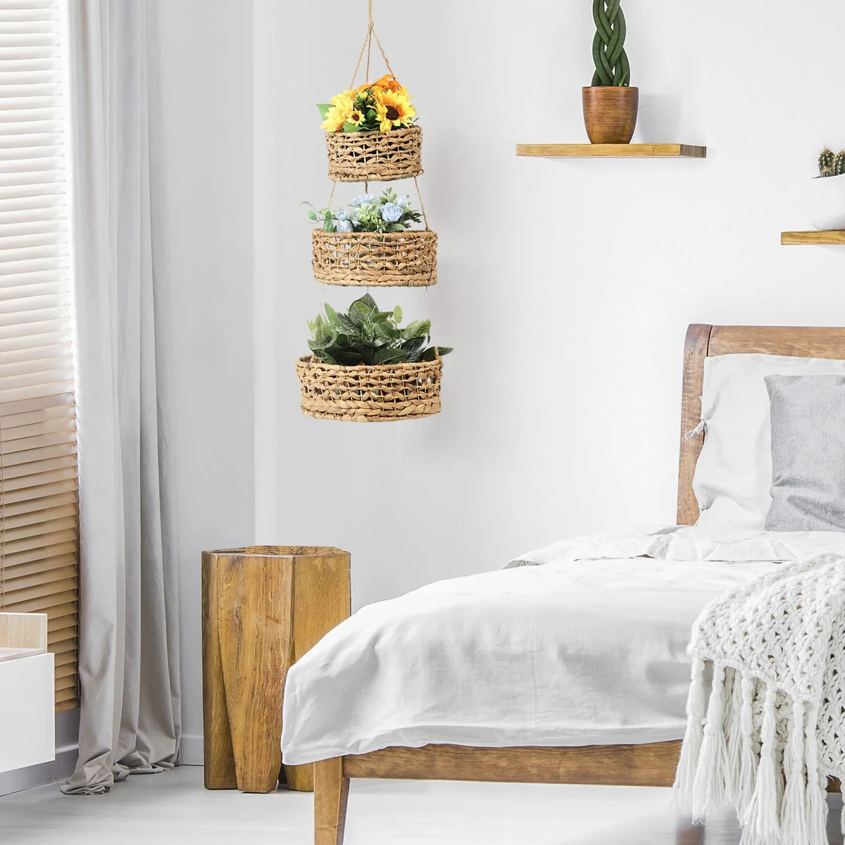 Natural Wicker Wove Hanging Vegetable Fruit Basket