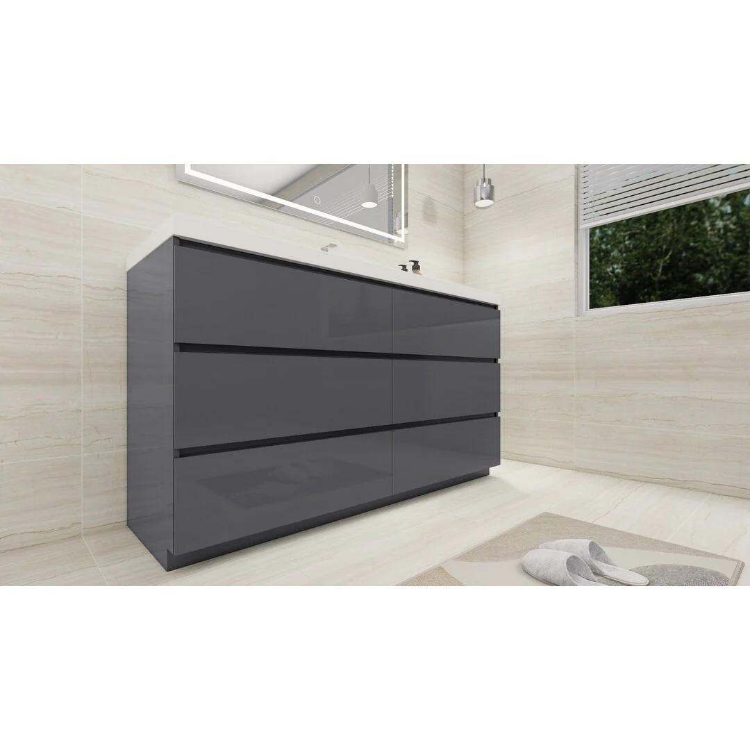 Aron 60'' Freestanding Vanity with Single Reinforced Acrylic Sink