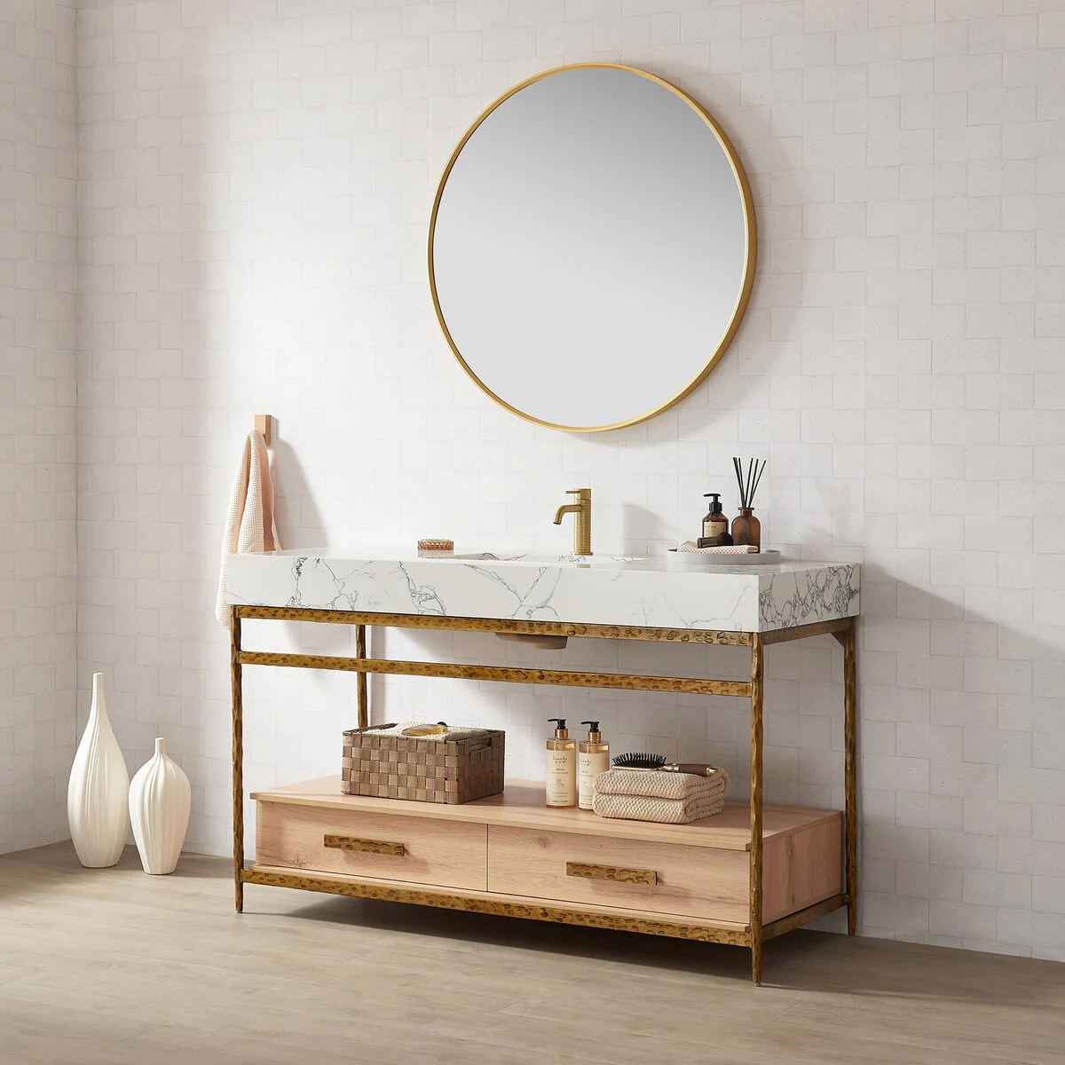 Dhaka Bath Vanity with Composite Stone Top without Mirror