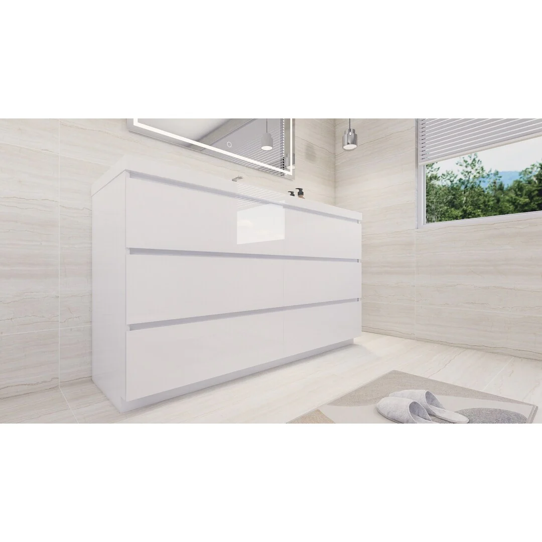 Aron 60'' Freestanding Vanity with Single Reinforced Acrylic Sink