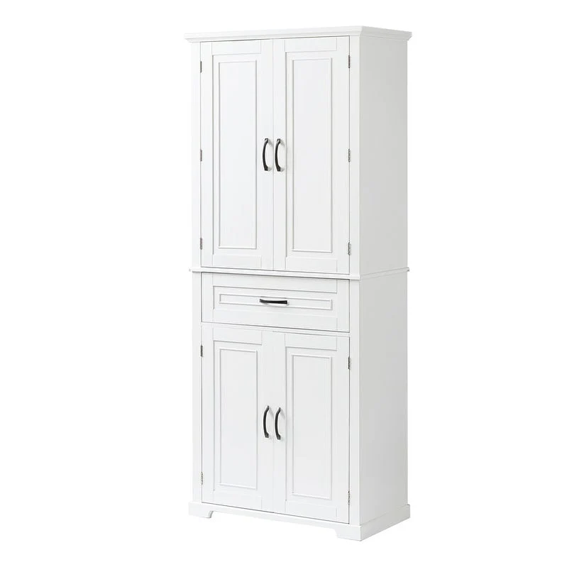 Bathroom Floor Cabinet, Freestanding Storage Cabinet with Doors and Drawer, Kitchen Cupboard with Adjustable Shelf