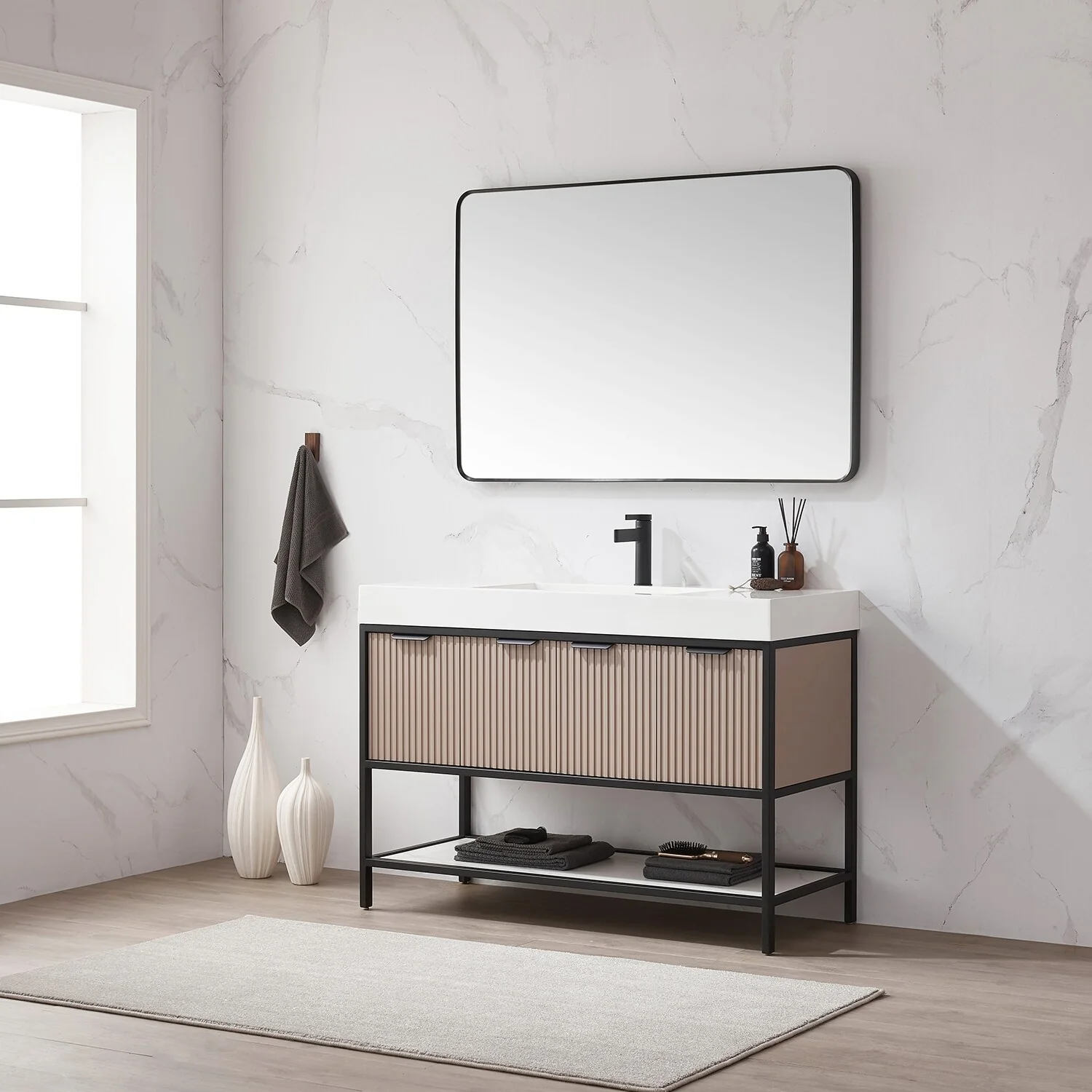 Marcilla 48 in. Single Sink Bath Vanity with Stone Sink Top