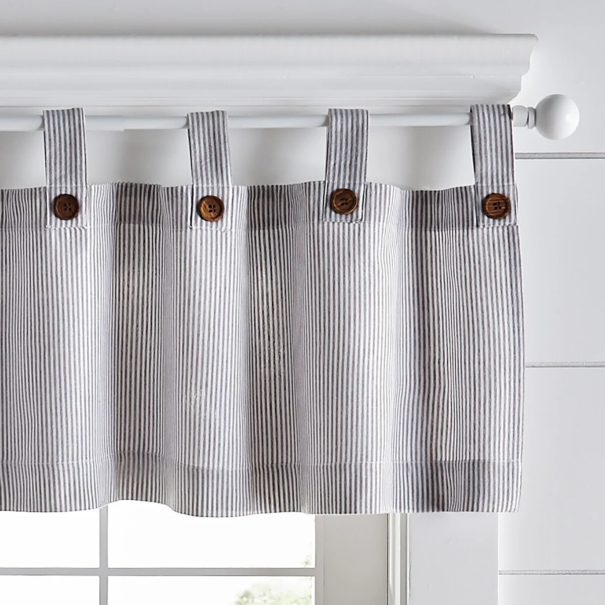 Tucker Ticking Stripe Kitchen Curtain Valance - 60