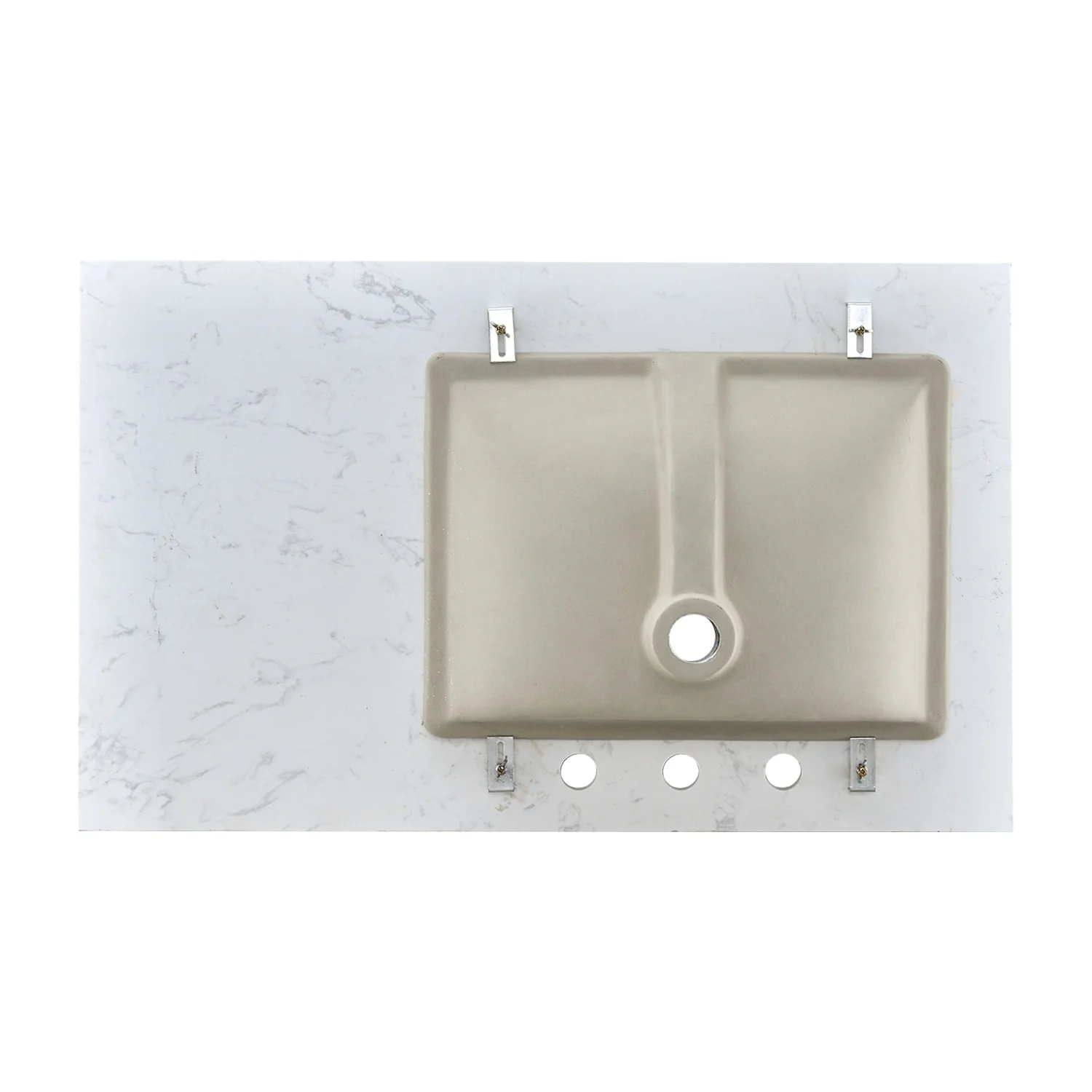 PROOX Bath Cultured Marble Vanity Top Undermount Rectangle Sink Backsplash Included