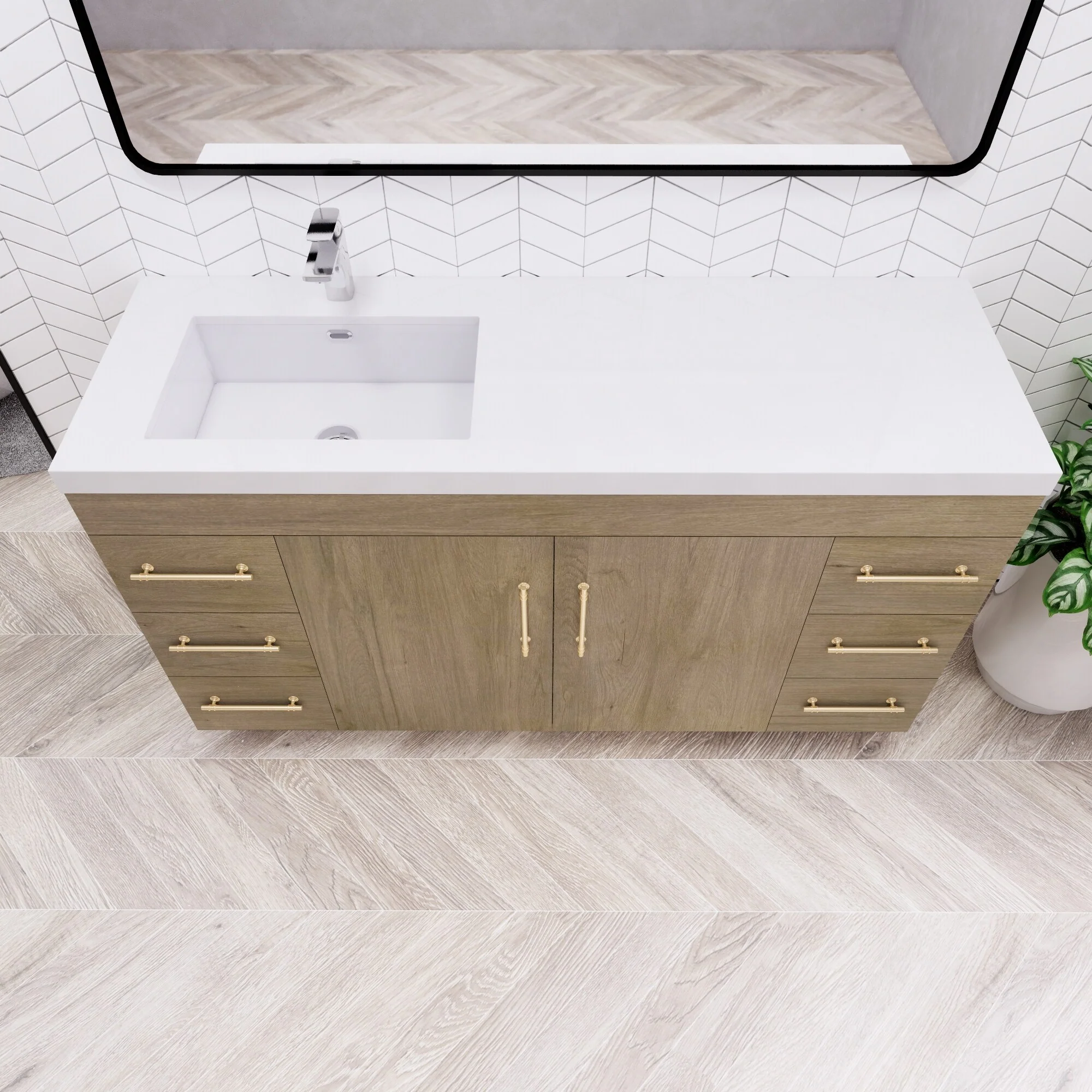 Eliza 60'' Freestanding Vanity with Single Sink on the Left