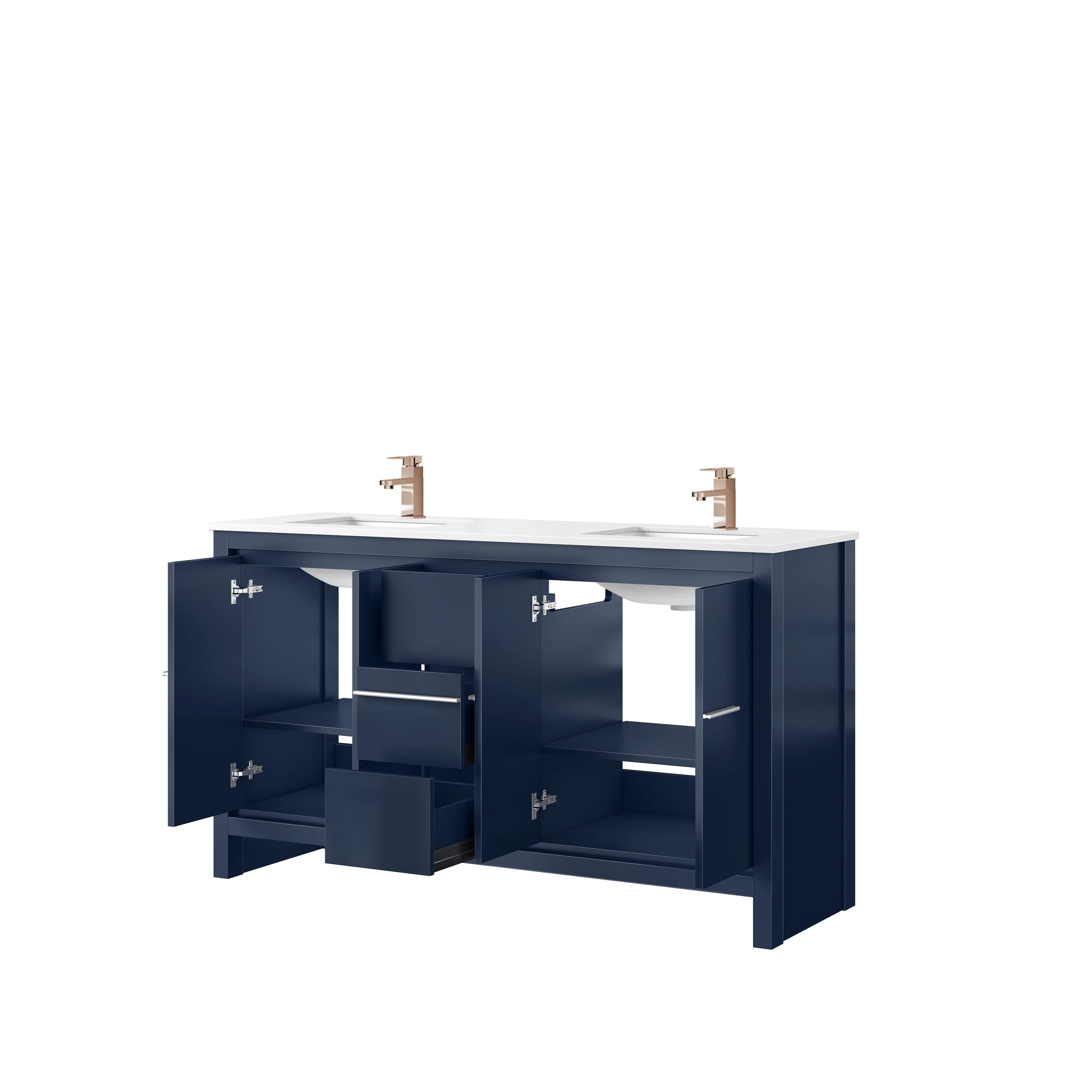 Lafarre Bath Vanity Cultured Marble Top, Sink and Rose Gold Faucet