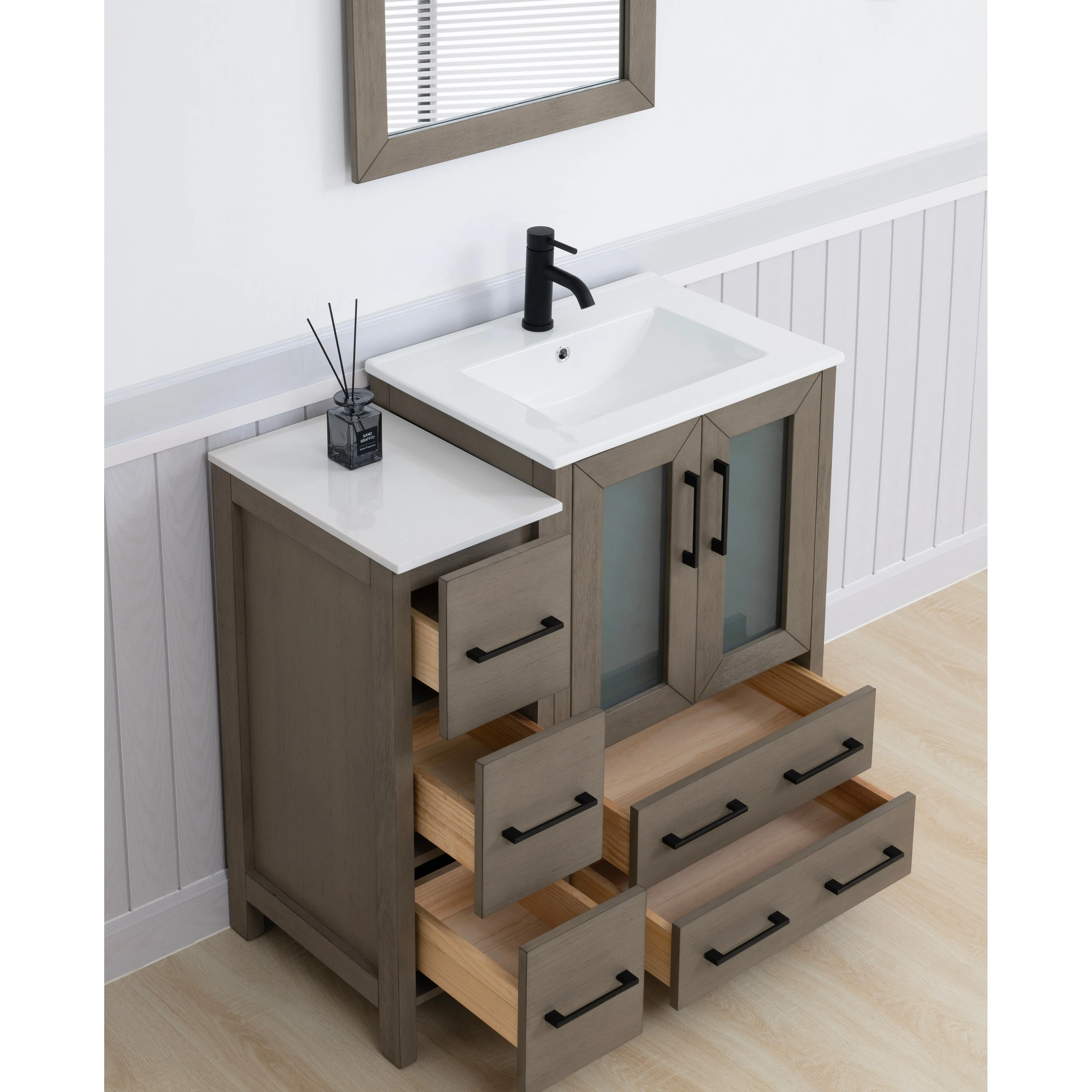 Vanity Art 36-Inch Single Sink Bathroom Vanity with Top & Free Mirror - 36 X 18.1 X 35.8