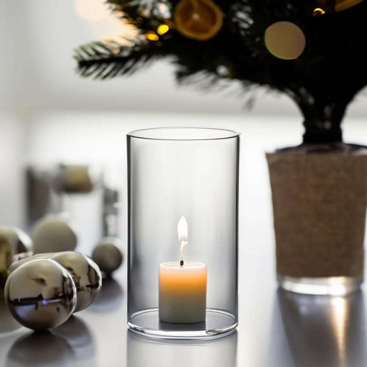 Clear Glass Cylinder Hurricane Chimney Tube, Candle Cover - 1 Piece