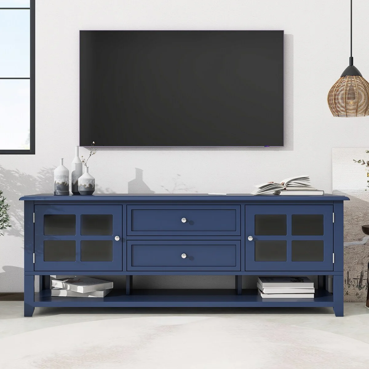TV Stand for TVs up to 60'',Entertainment Center with Multifunctional Storage Space,TV Cabinet with Modern Design,Media Console