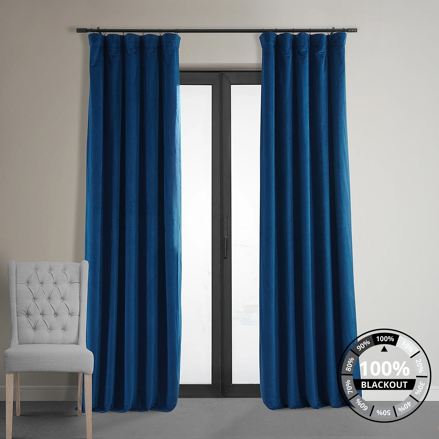 Exclusive Fabrics Signature Velvet Thermal Lined With 100% 4 Pass Blackout Curtains. (1 Panel)