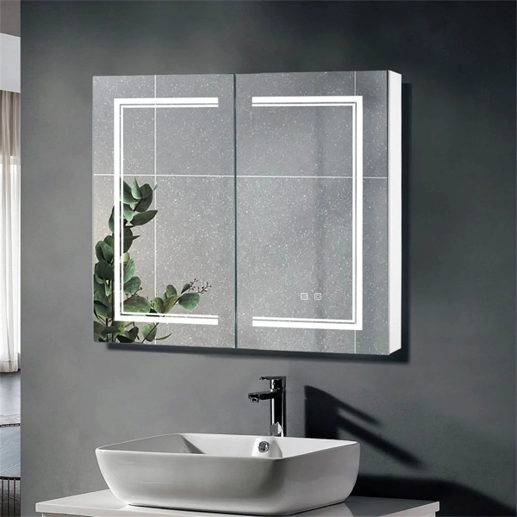 32*28in Bathroom Wall Cabinet ; Anti-Fog; Led Light; Power-Off Memory