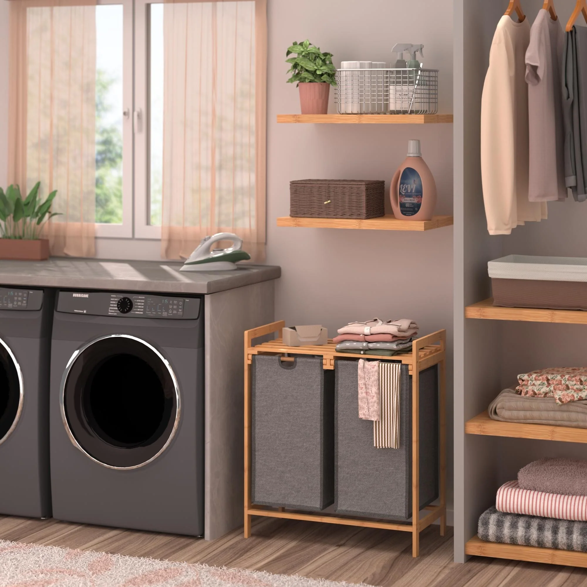 ClosetMaid Fabric & Bamboo Sliding Laundry Basket Hamper