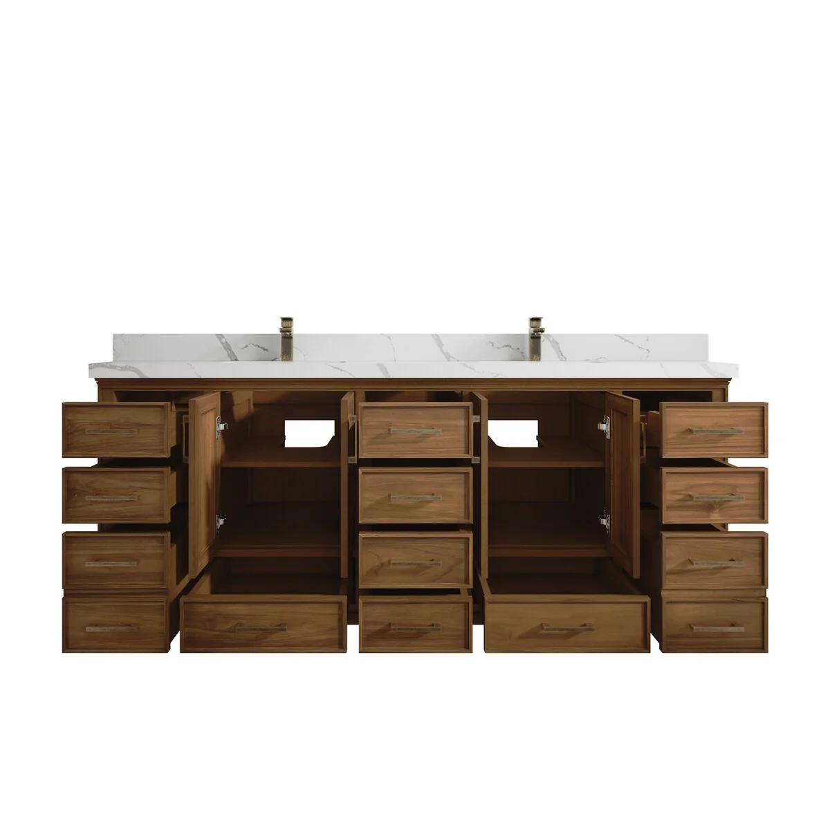 Willow Collections 84 in. W x 22 in. D Charlotte Teak Double Sink Bathroom Solid Teak Vanity with Countertop