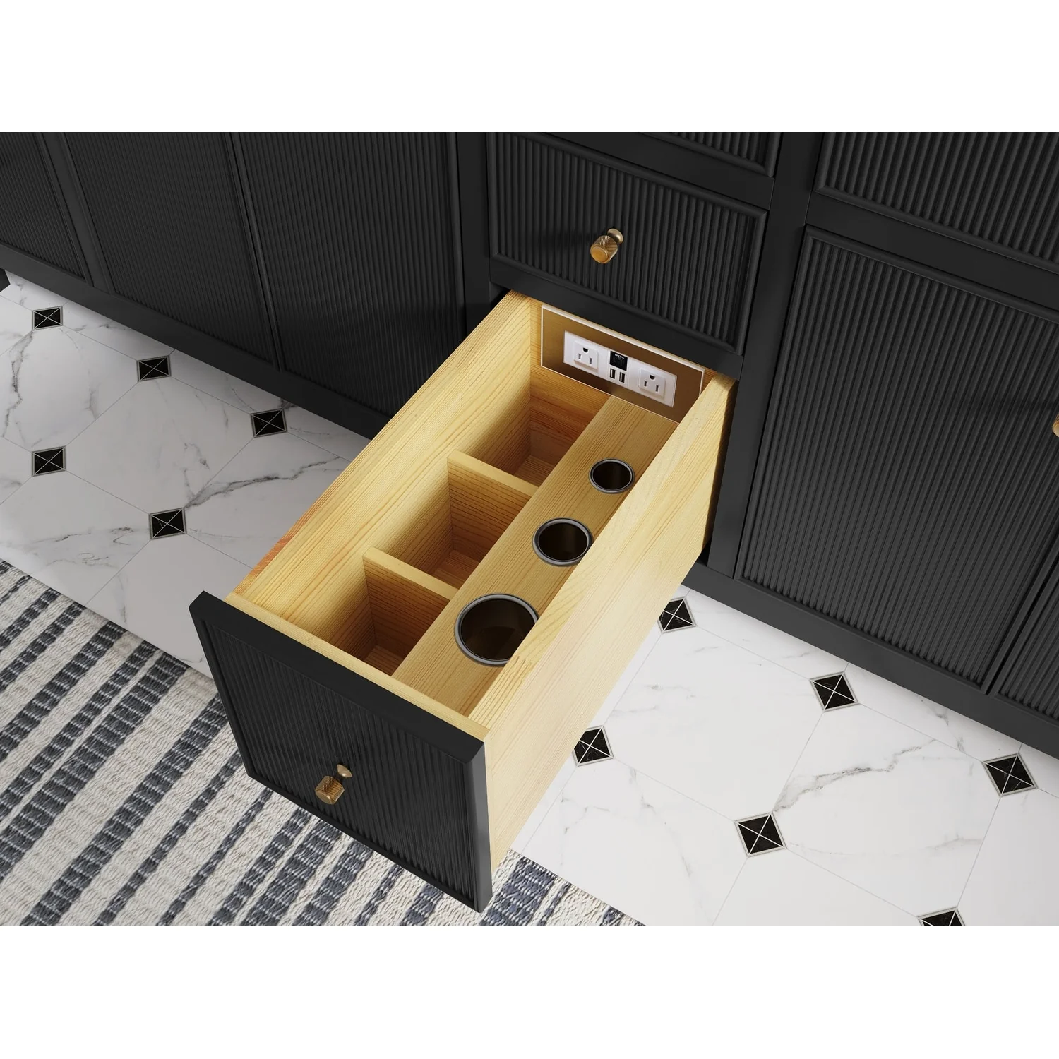 Willow Collections 60 in. W x 22 in D. Sonoma Free Standing Reeded Double Sink Bathroom Vanity with Countertop