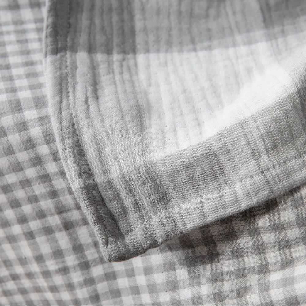 WHOLINENS Cotton Four Layers Muslin Gauze Picnic Throw Blanket Reversible