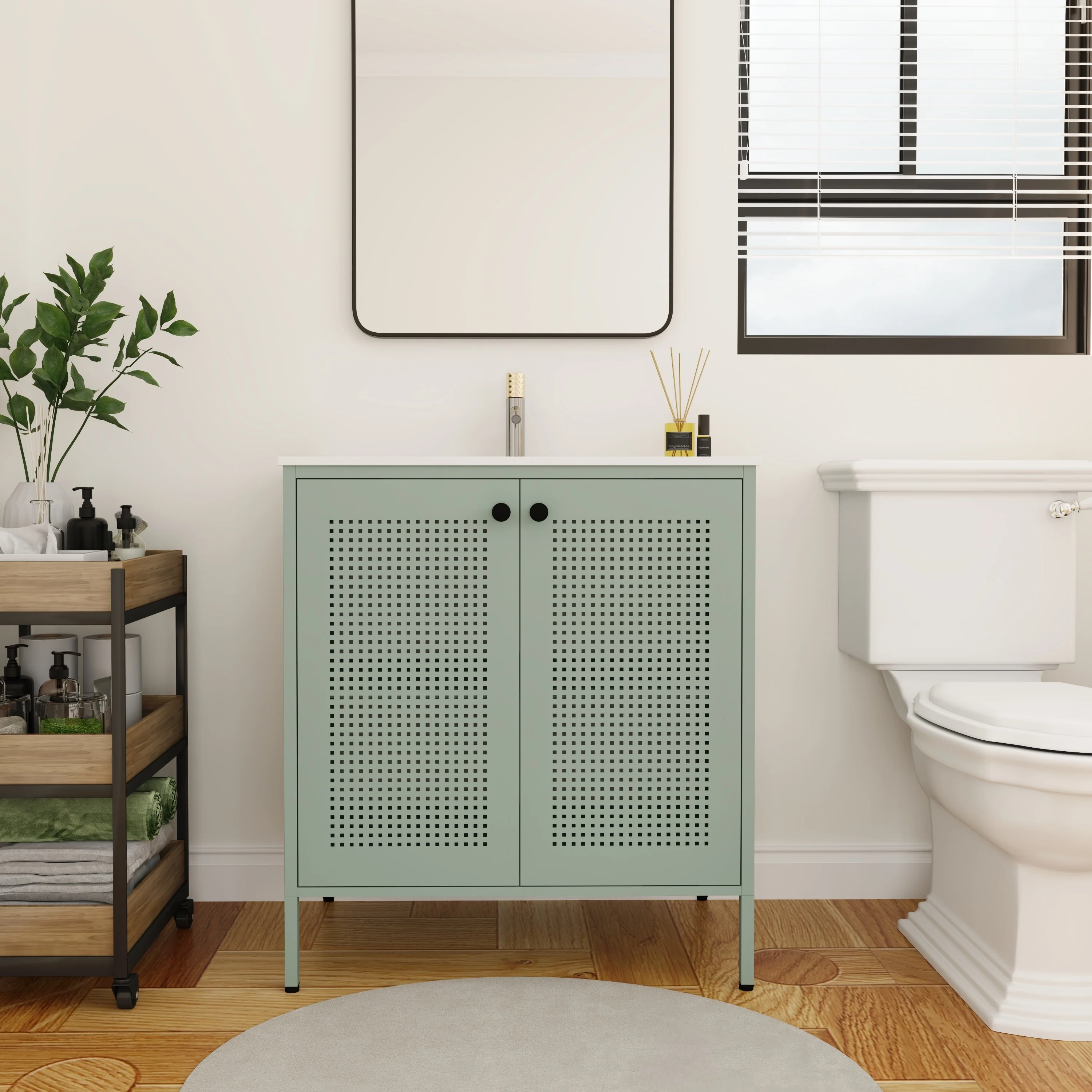 BNK 24/30 inch Freestanding Single Sink Bathroom Vanity with Soft Close Door and 1 adjustable shelf